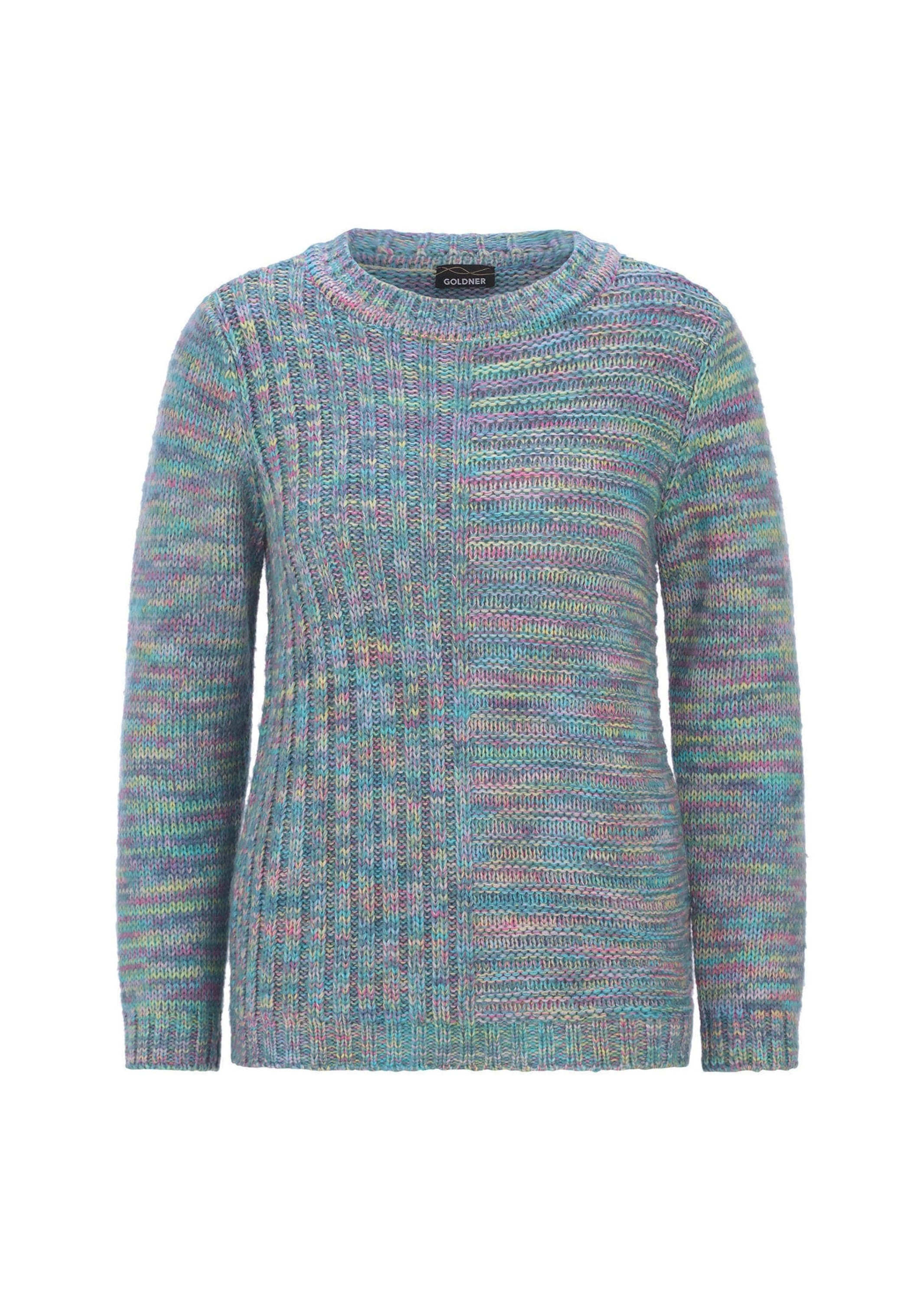 GOLDNER Rundhalspullover "Melangepullover mit U-Boot-Ausschnitt" mit Multicolorgarn gestrickt