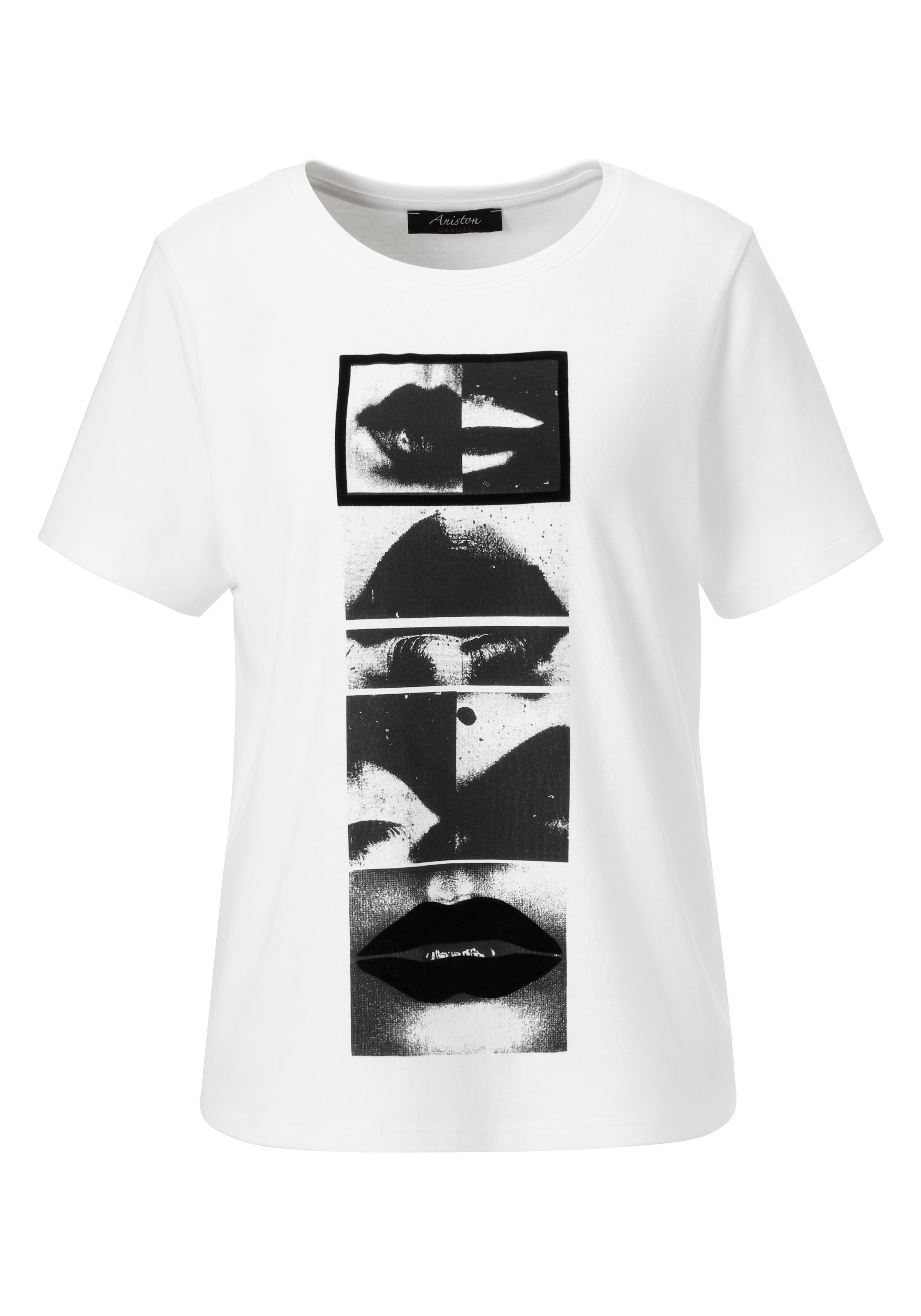 Aniston CASUAL T-Shirt, mit Samt verziertem, extravaganten Frontdruck - NEUE KOLLEKTION