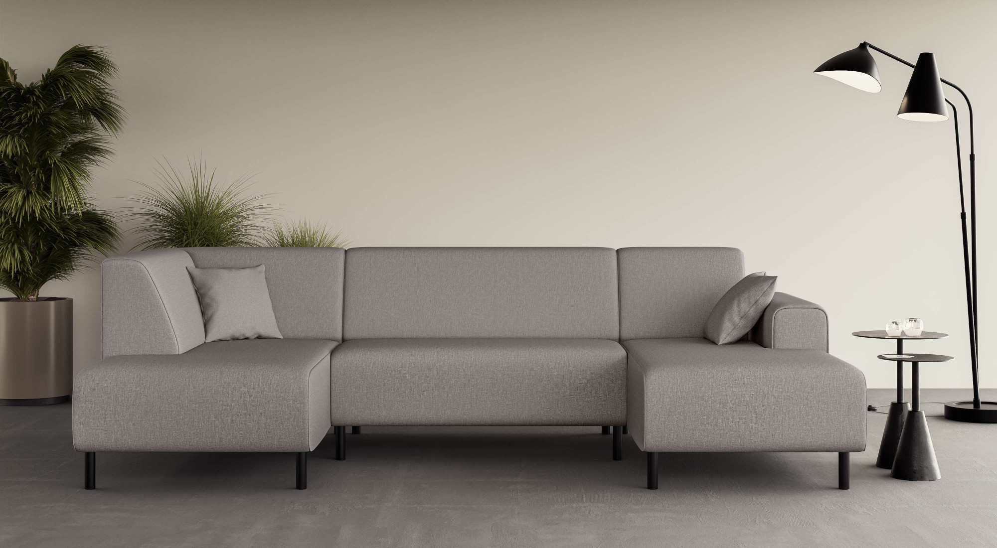 OTTO home Wohnlandschaft "ARROS U-Form mit Wellenunterfederung, Maße B/T/H: 300/163/81 cm" incl. Zierkissen, mit Recamiere links/rechts bestellbar, auch in Cord