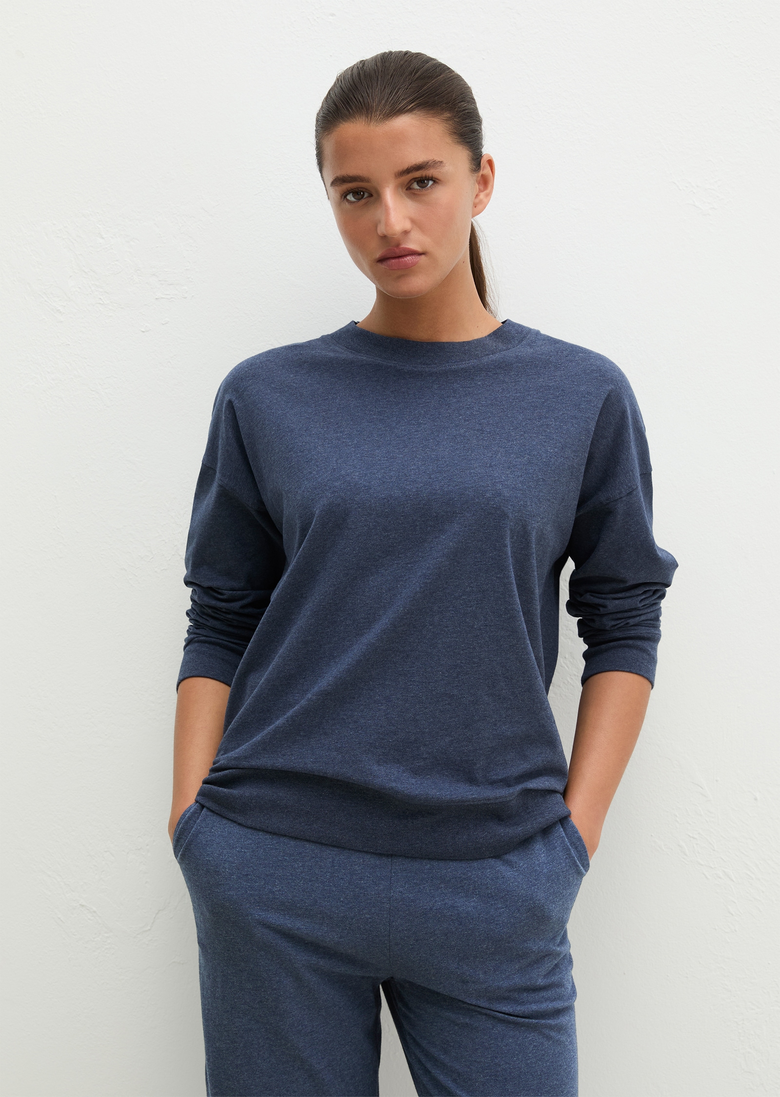 Marc O'Polo Pyjamaoberteil lässige Passform, Langarm, für Homewear, aus Jersey, mit Rundhals