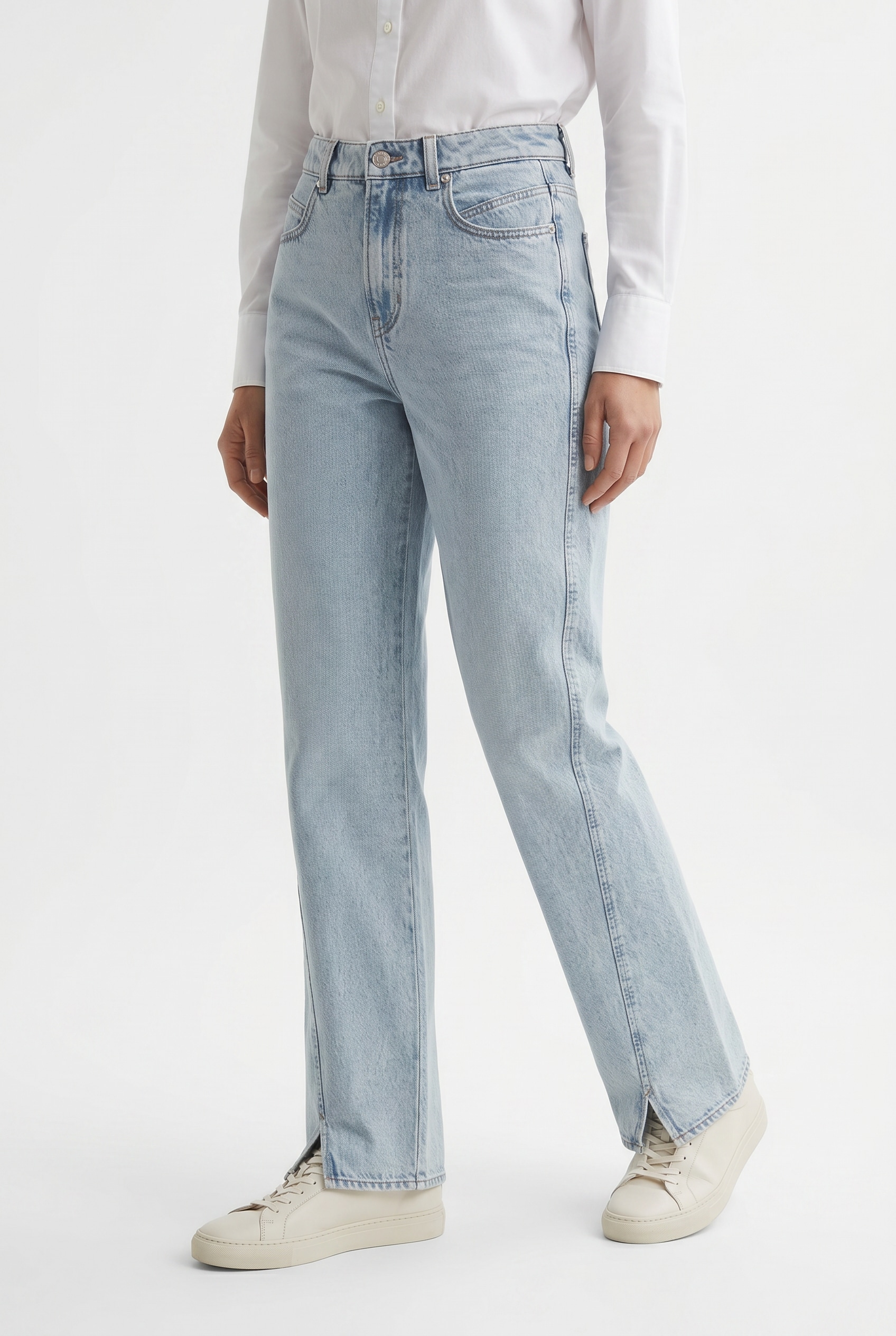 BOSS ORANGE High-waist-Jeans "MARLENE SLIT HR Premium Damenmode" mit Wide Leg-Passform, Schlitz-Details