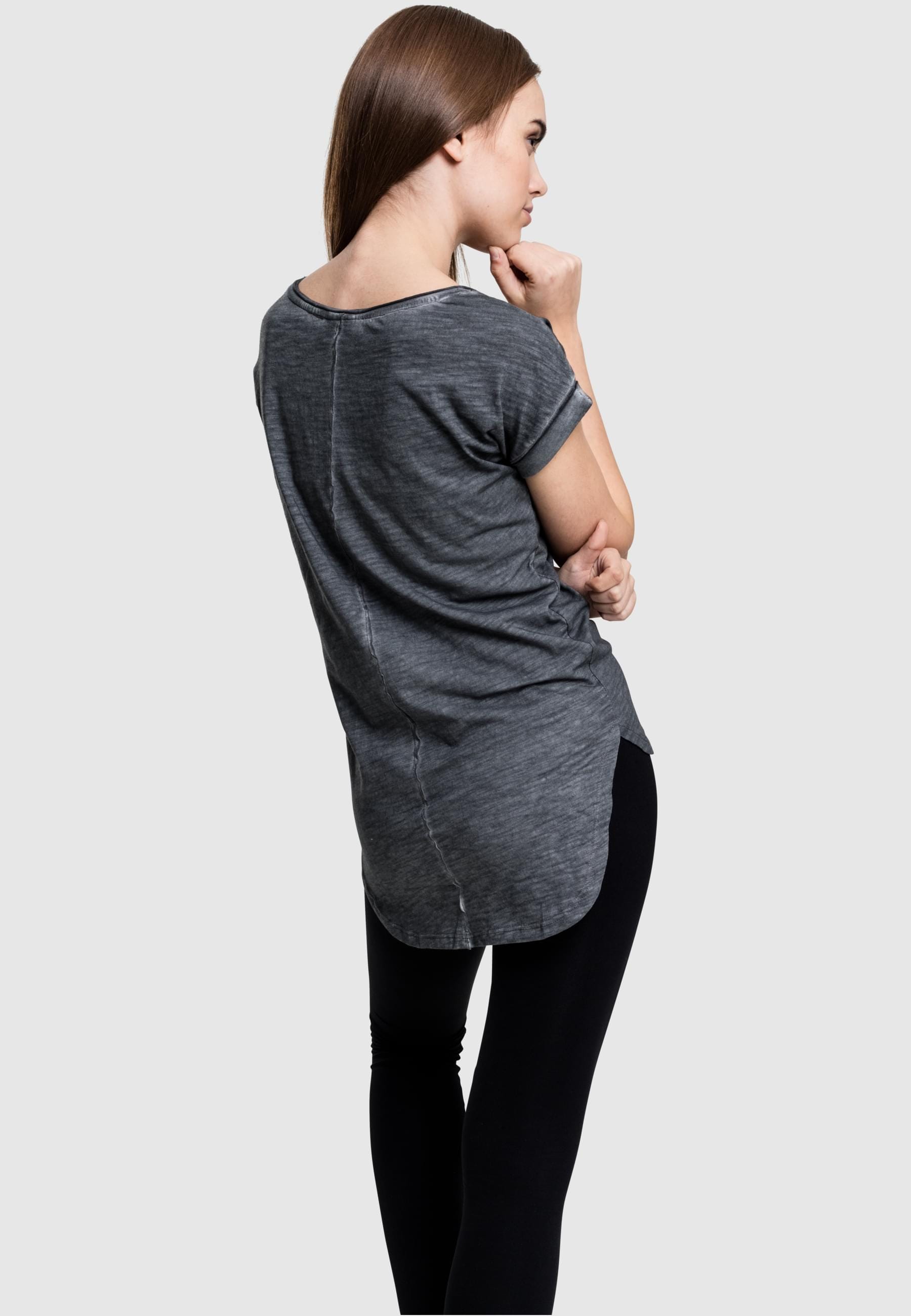 URBAN CLASSICS Kurzarmshirt »Urban Classics Damen Ladies Long Back Shaped Spray Dye Tee«, (1 tlg.)