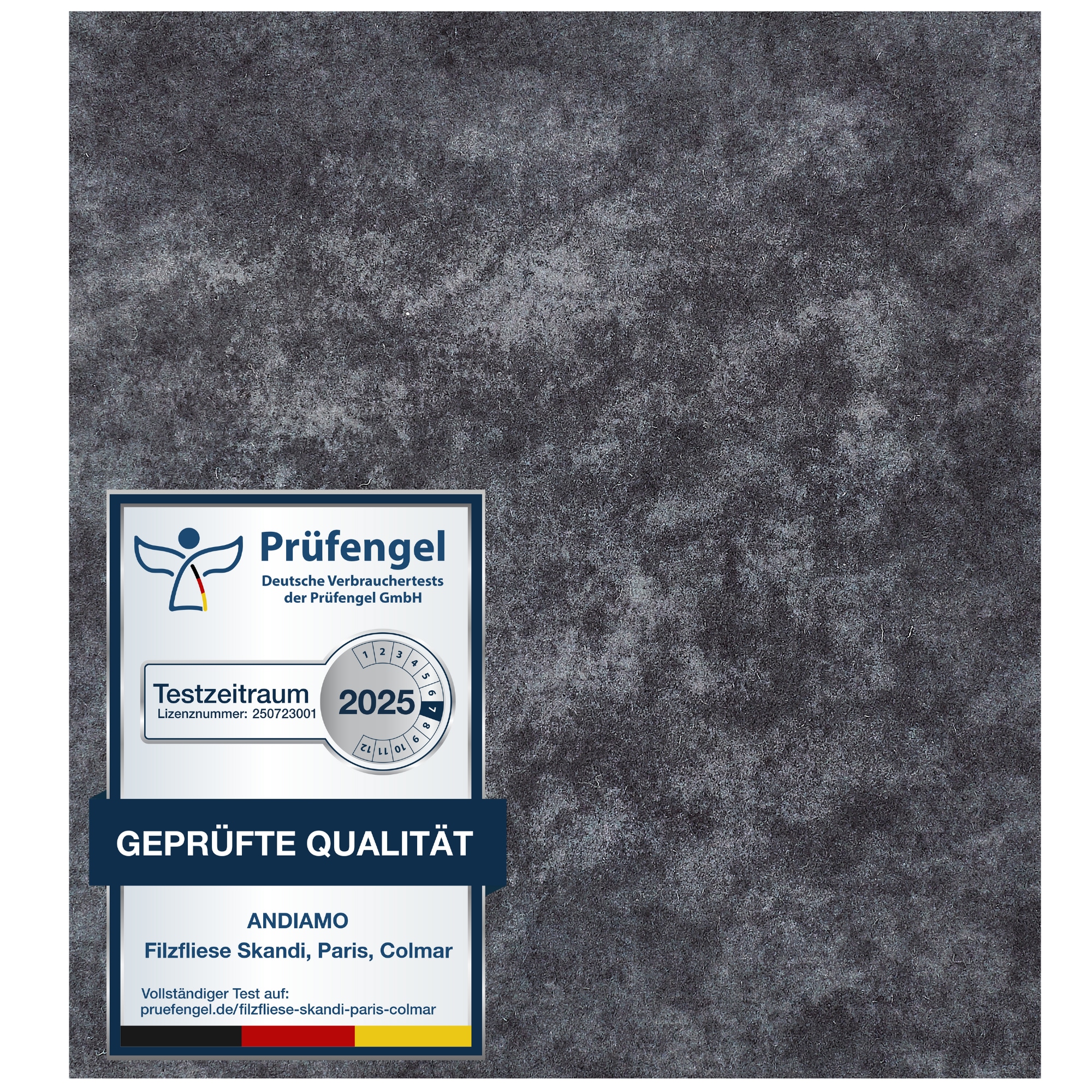 Andiamo Teppichfliese "Colmar Nadelfilz, Gesamthöhe 4 mm" quadratisch 40x40 cm, selbstklebend, robust & strapazierfähig, 25 Stück (4 qm)