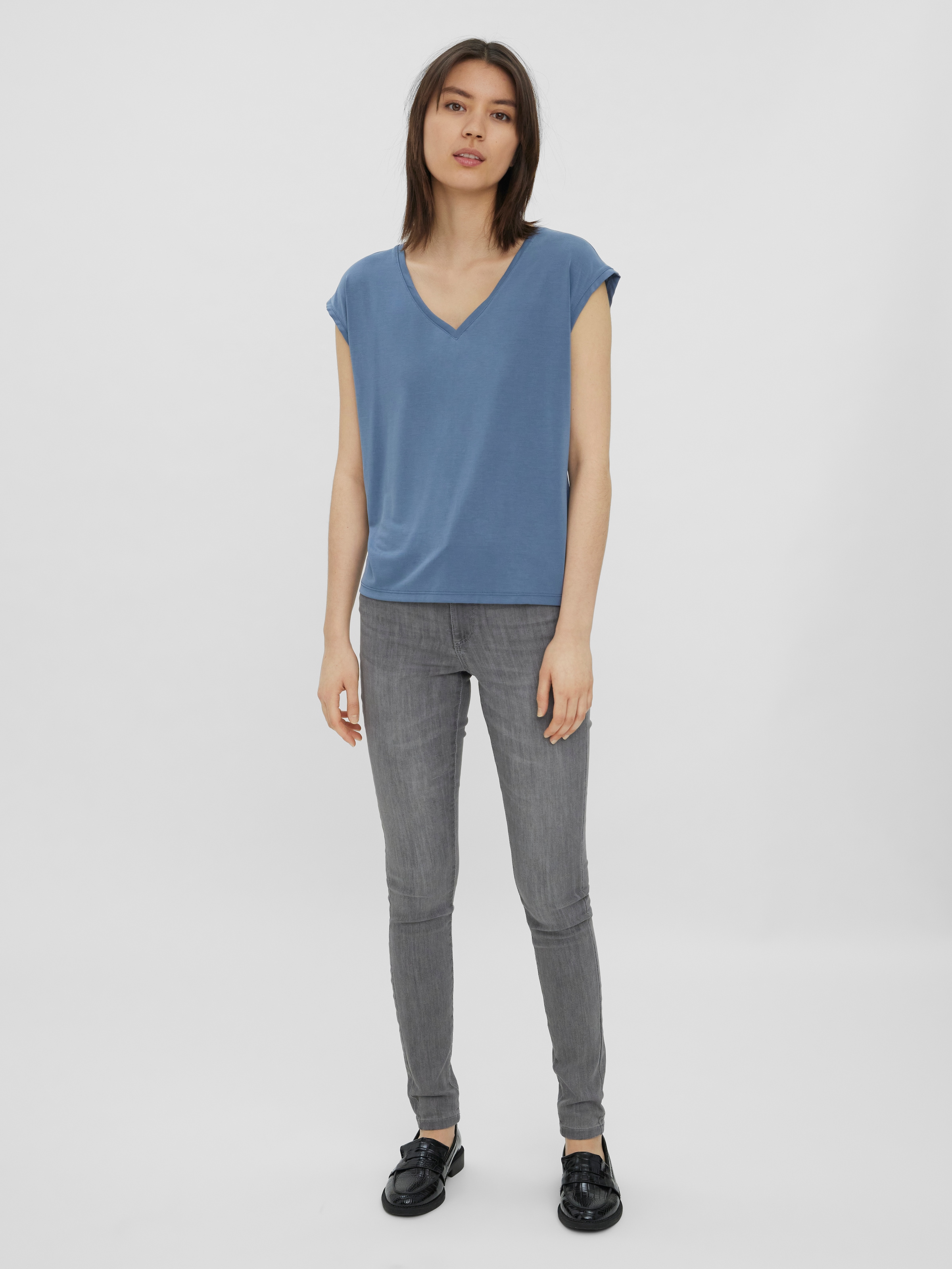Vero Moda V-Shirt »VMFILLI SS V-NECK TEE GA NOOS« Materialmix, relaxed fit