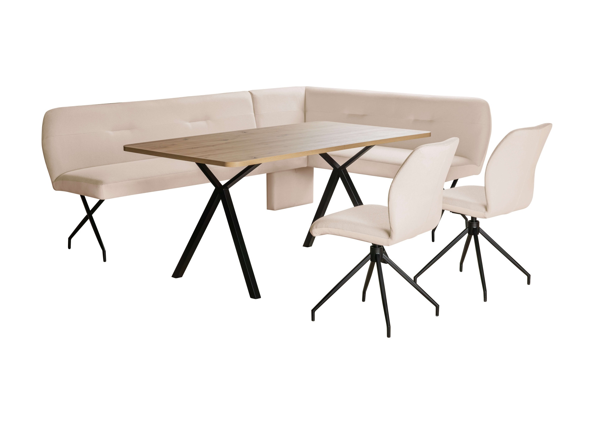 OTTO home Eckbankgruppe »Gabi Essecke, Sitzgruppe, Eckbankgruppe, Küchenbankgruppe« Set, 4tlg, 4 tlg. tlg. Stuhl: 360° drehbar (Rückst.), 2-Stoff-Design. Wellenfederung Eckbank