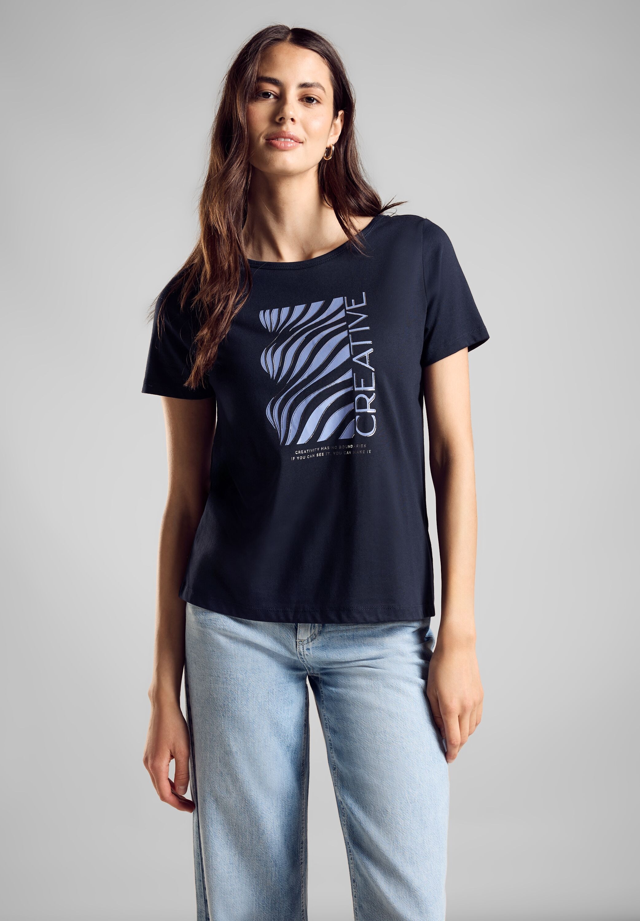 STREET ONE T-Shirt - modisches kurzarm Shirt - T-Shirt mit Frontprint günstig online kaufen