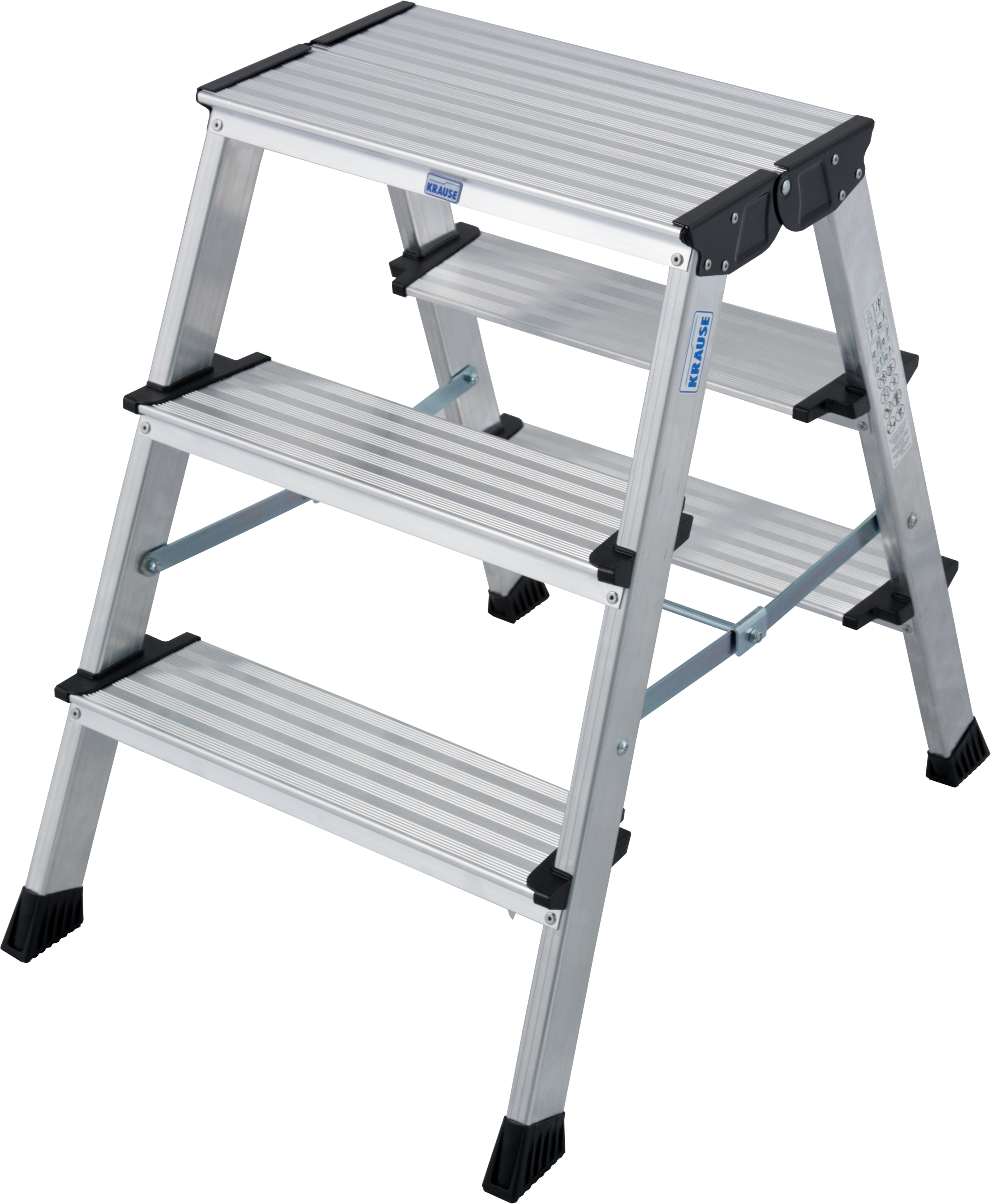 KRAUSE Klapptritt "Treppo", B/H/L: 50cm x 25cm x 73cm, grau, Leitern, Aluminium, 2x3 Stufen, Arbeitshöhe ca. 265 cm
