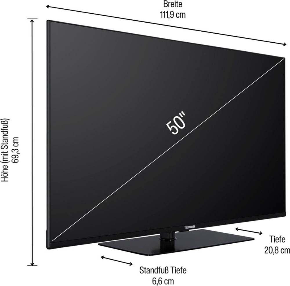 Telefunken QLED-Fernseher, 126 cm/50 Zoll, 4K Ultra HD, Google TV-Smart-TV