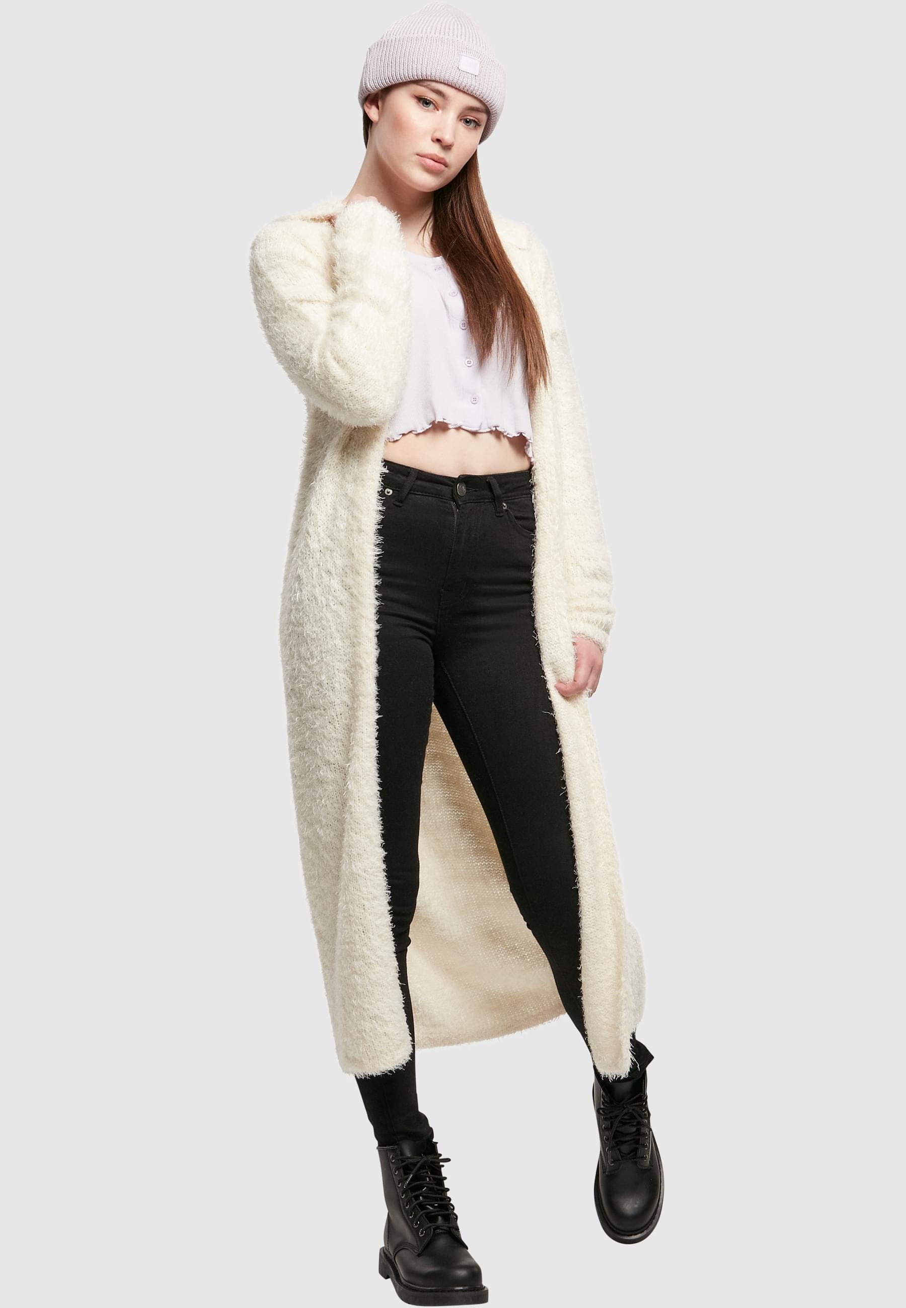 URBAN CLASSICS Strickjacke »Urban Classics Damen Ladies Hooded Feather Cardigan«