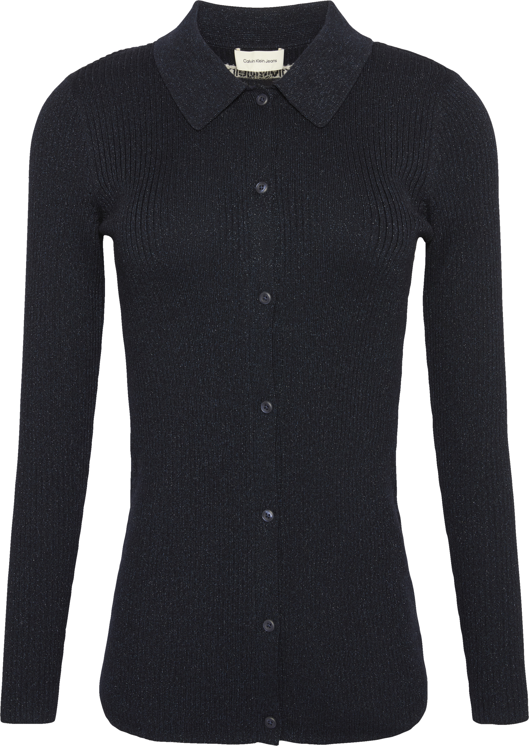 Calvin Klein Jeans Strickjacke Regular fit mit Glitzer und Rundhalsausschnitt