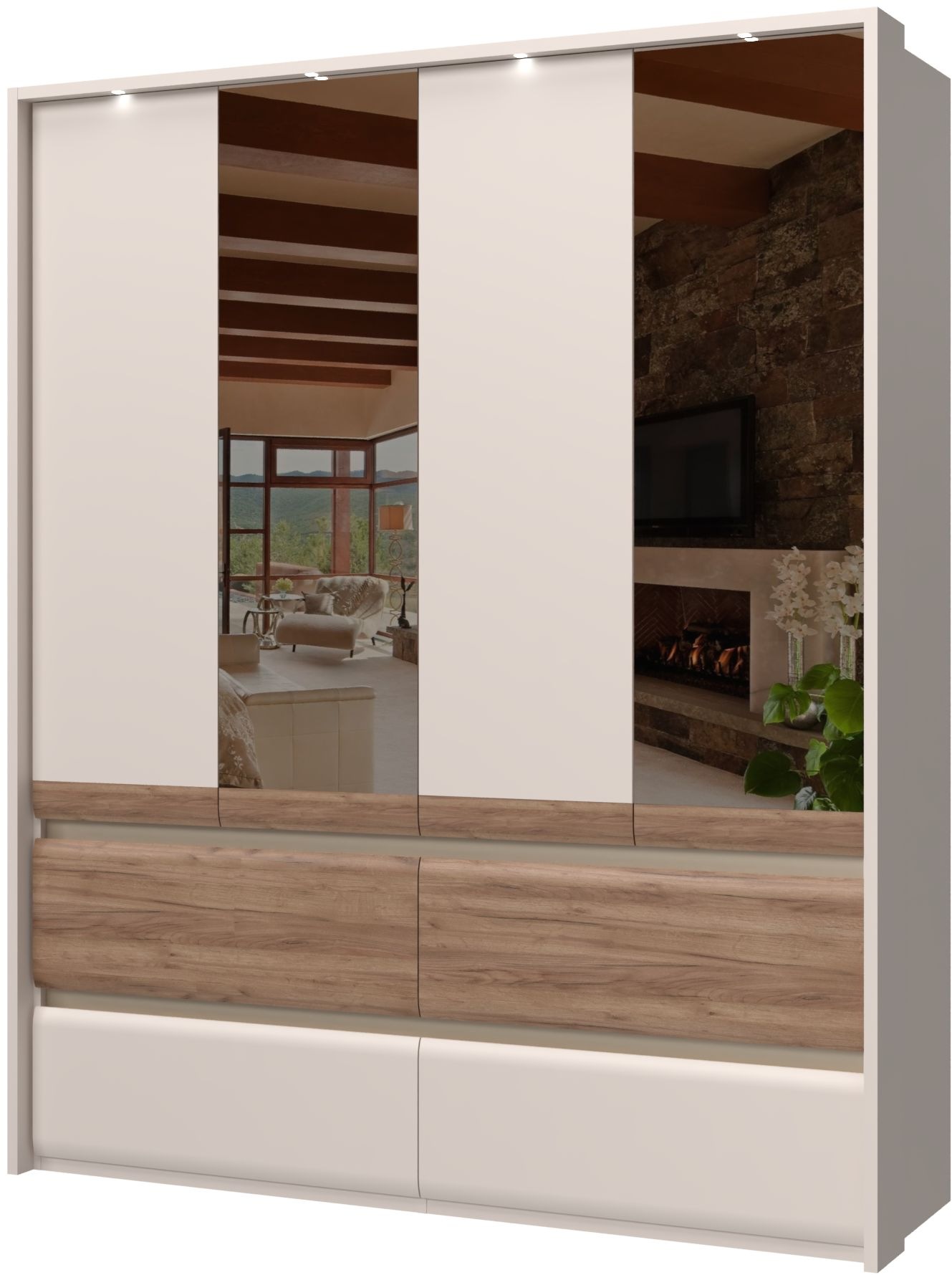 Thumbnail - PLACES OF STYLE Kleiderschrank "Invictus, UV lackiert, FSC-zertifiziert, grifflose Optik" abgerundete Schubladen aus MDF...