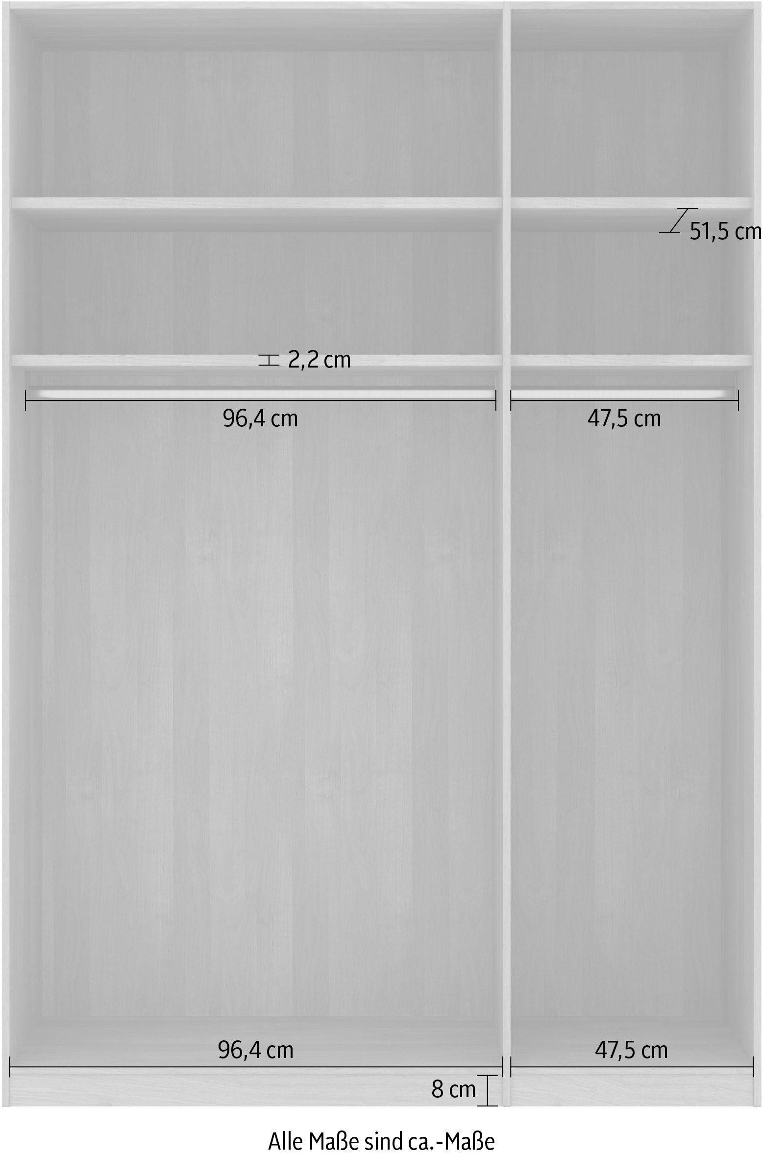 Musterring Drehtürenschrank »Savona, Kleiderschrank, Schrank, Garderobe, teilmassiv Eiche«, (mit Türdämpfern, in 5 Breiten & 2 Höhen, extra Böden, MADE IN GERMANY), Türen in Bianco-Eiche massiv, mit Querriegel, verschiedene Größen