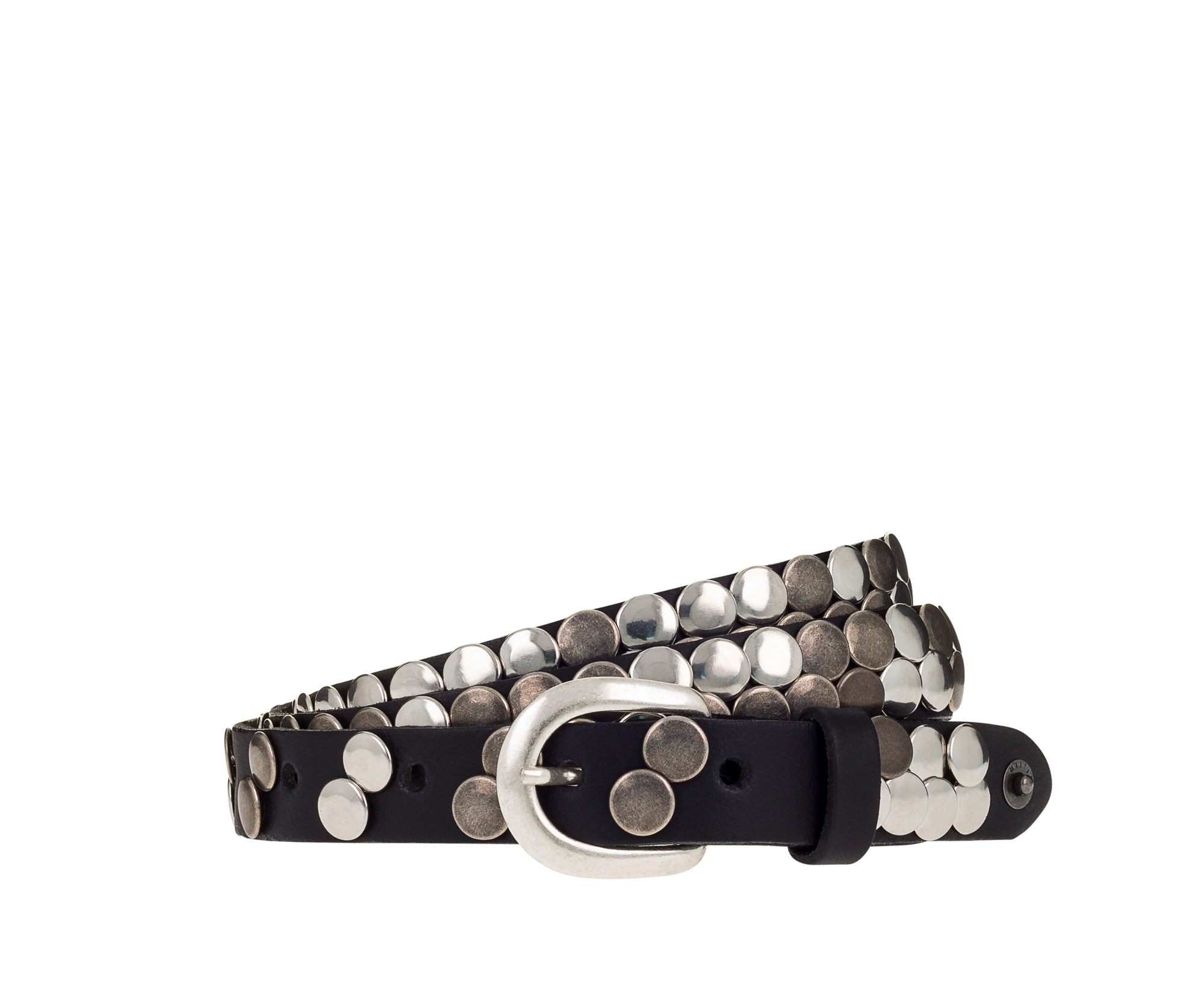 MUSTANG Ledergürtel Echtleder, mit Plattnieten verziert, einfache Dornschli günstig online kaufen