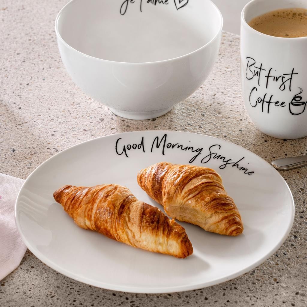 Villeroy & Boch Geschirr-Set »Frühstücks-Set Sunshine Statement 3er Set weiß« Spülmaschinengeeignet, Mikrowellengeeignet
