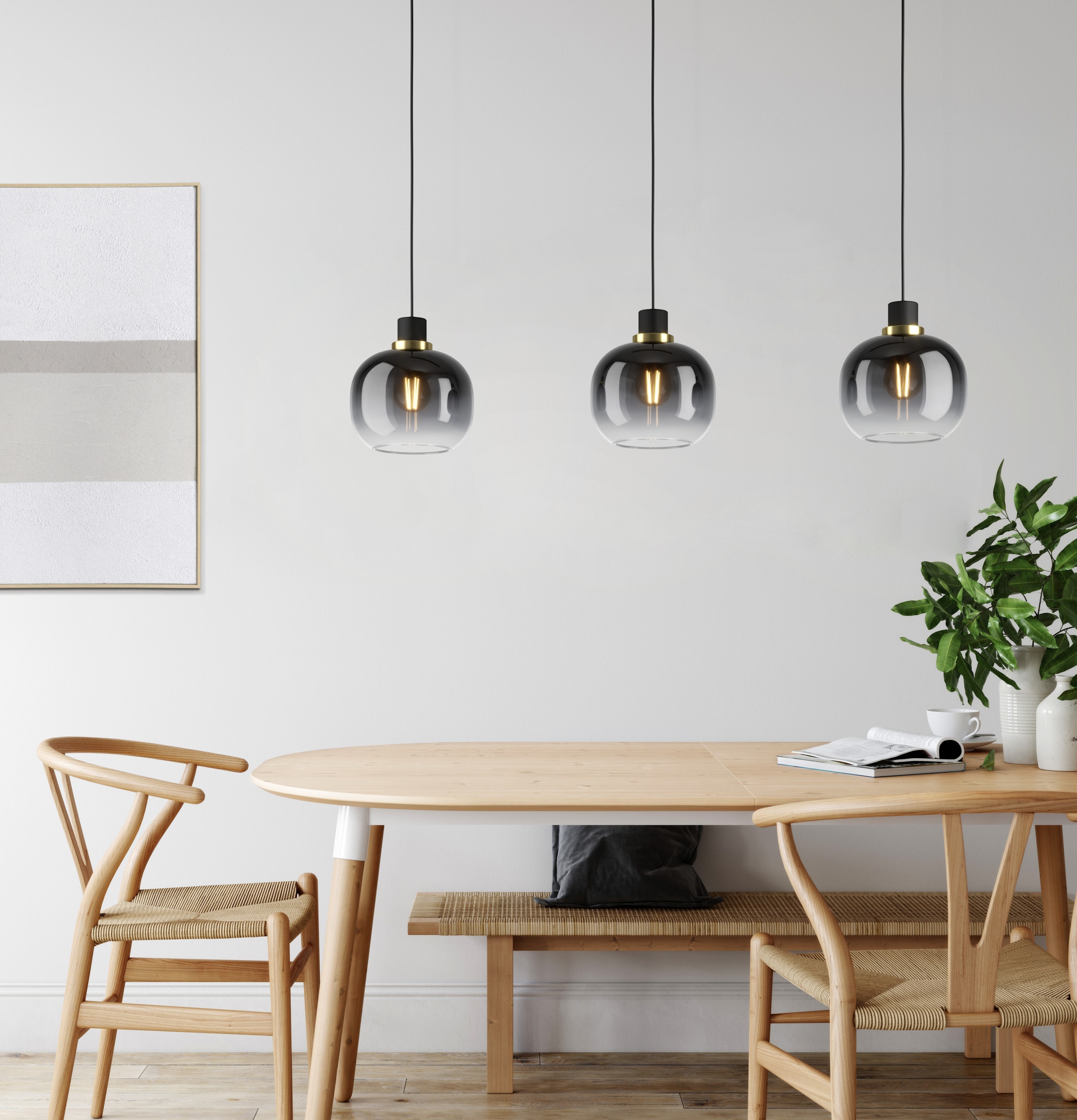 EGLO Hängeleuchte »OILELLA Pendellampe - Stahl - E27 - 3X40W - IP20« E27 1 Stk. Hängelampe, Deckenlampe, Wohnzimmer, Esszimmer, L95 x B19 x H110 cm