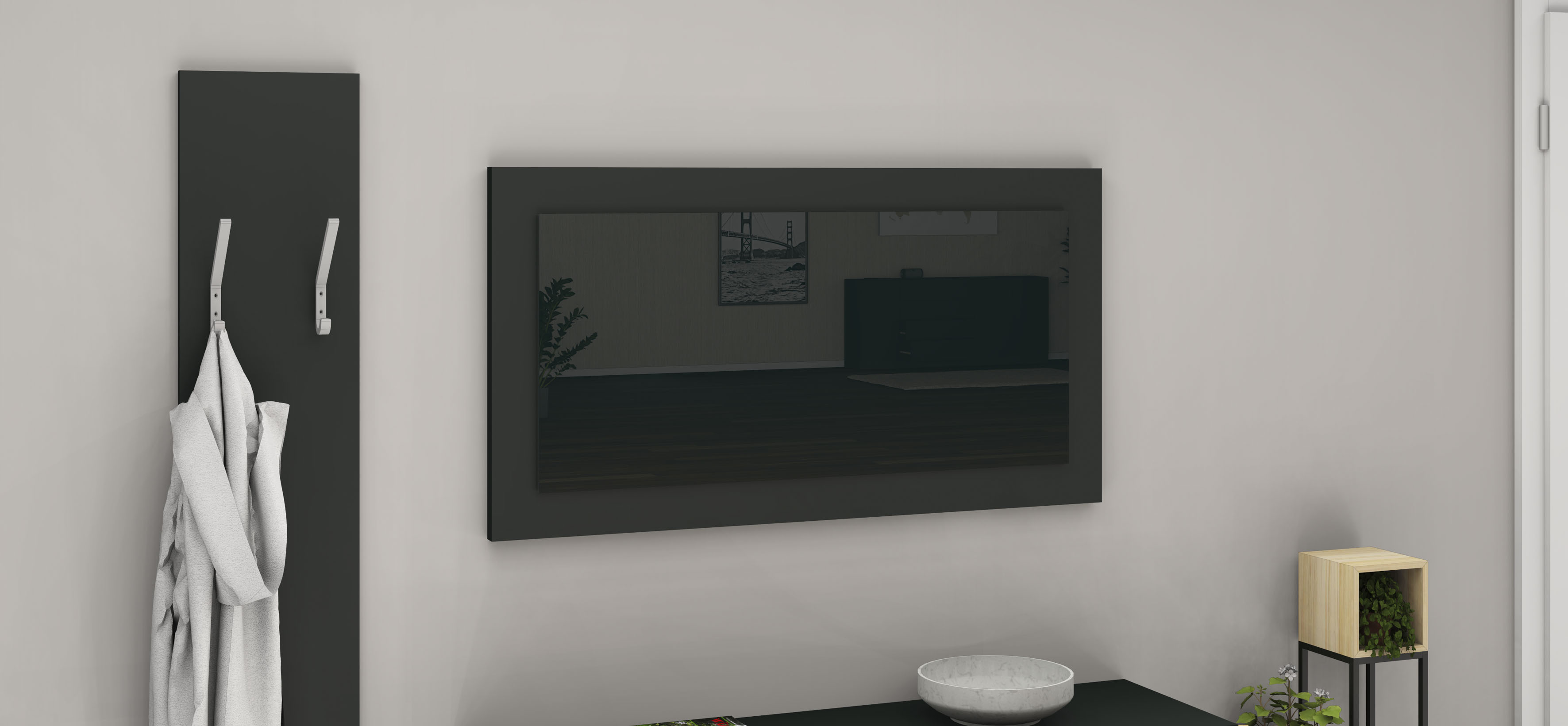 BORCHARDT MÖBEL Spiegel "Vaasa", B/H/T: 75cm x 40cm x 2cm, Breite 75cm, schwarz, Flur, Spiegel, mit Rahmen