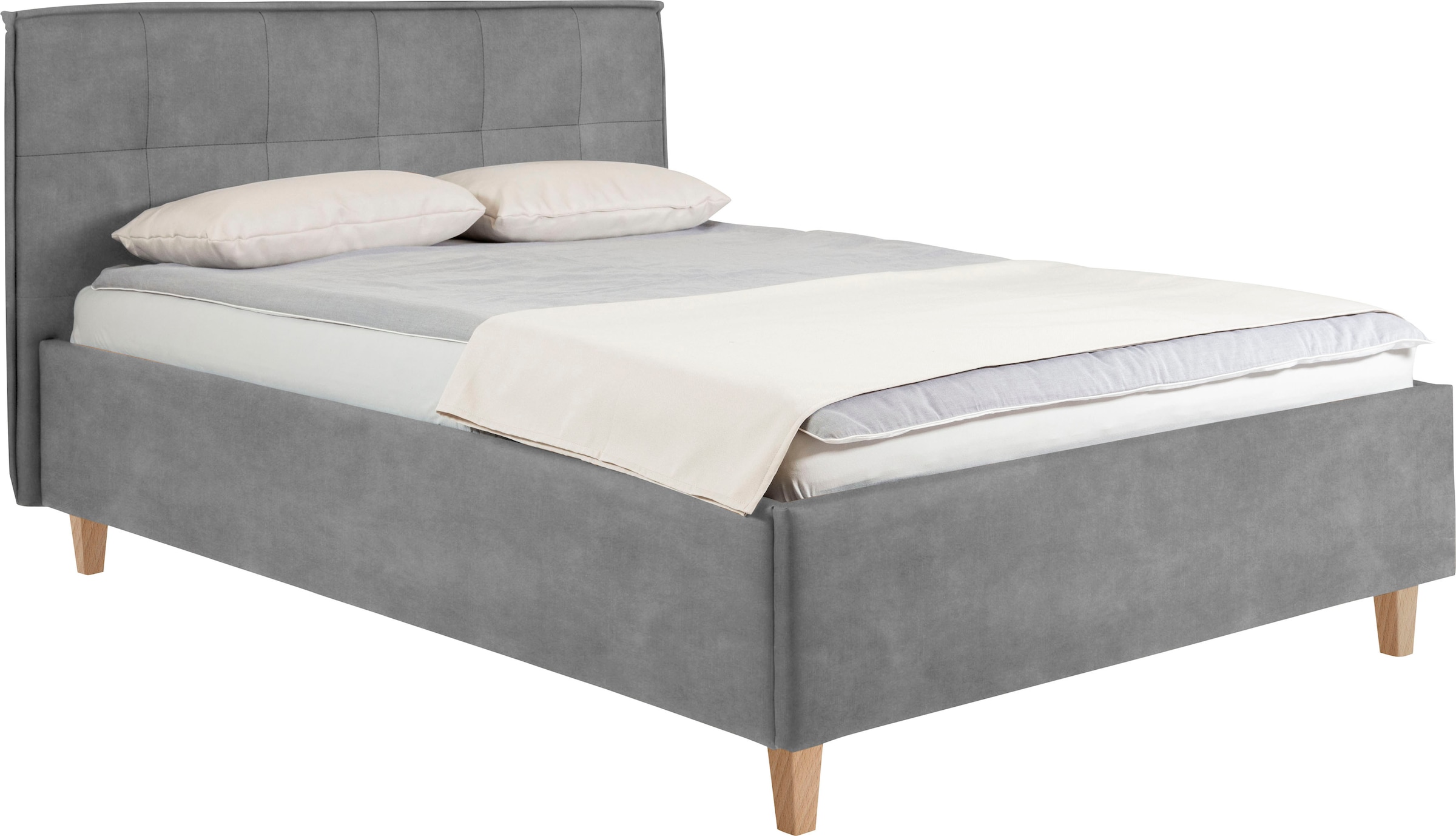 alina Polsterbett »Hakon« wahlweise mit Matratze und Lattenrost, Füße in Buche natur