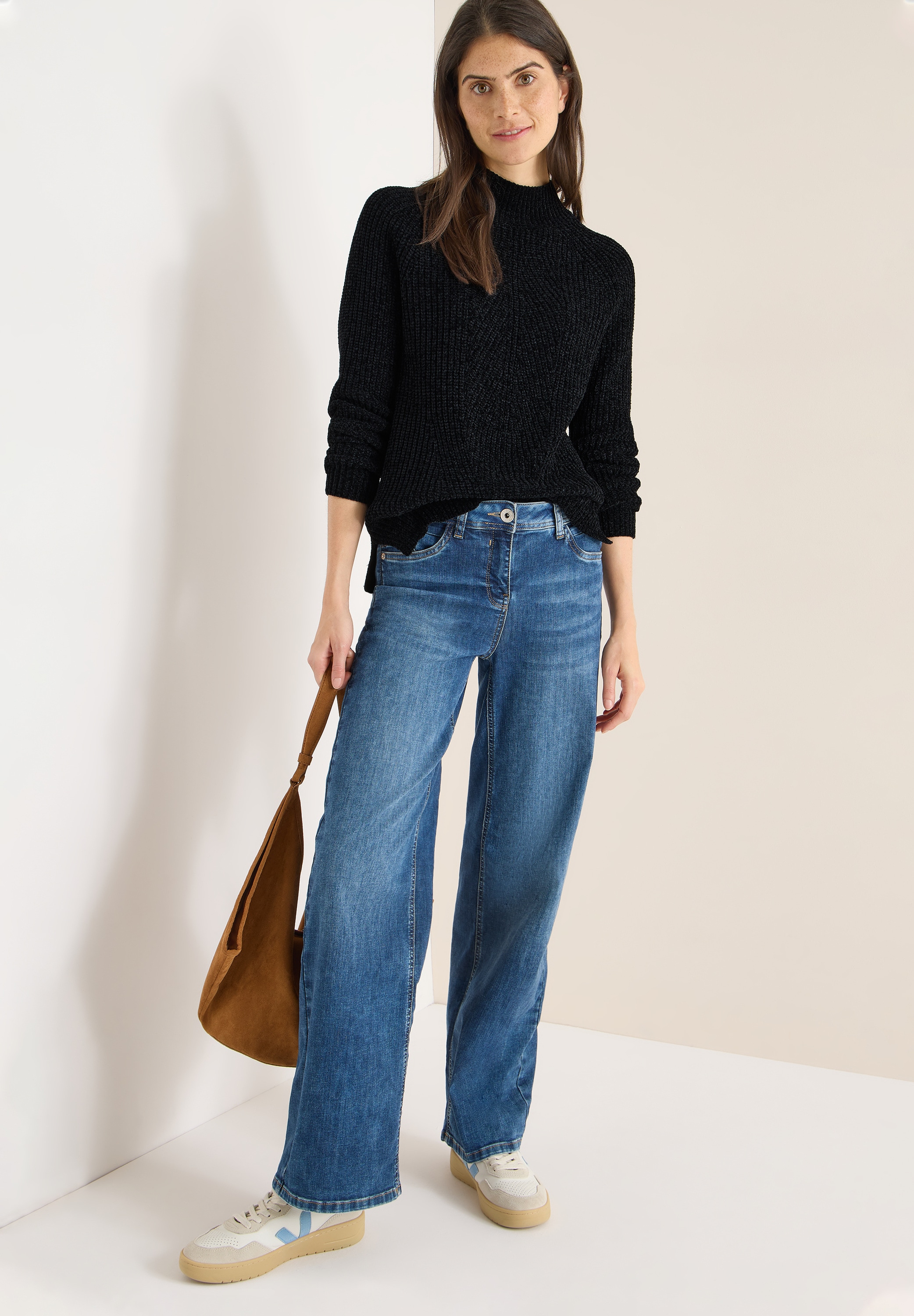 Cecil Stehkragenpullover mit feiner Struktur