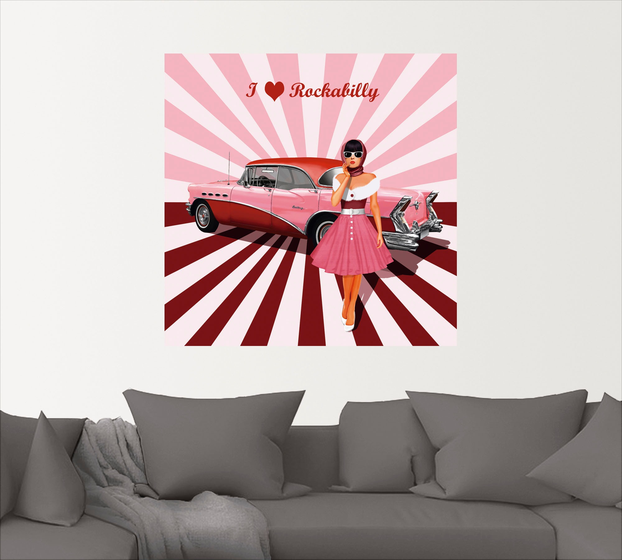 Artland Wandbild »Ich liebe Rockabilly«, Ausstellungsplakate, (1 St.), als Alubild, Outdoorbild, Leinwandbild, Poster, Wandaufkleber