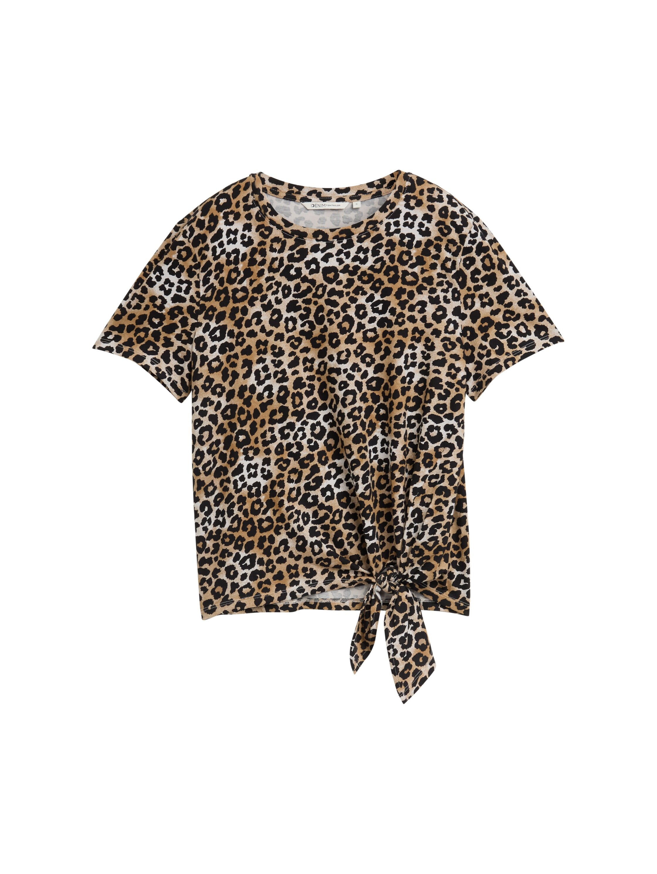 TOM TAILOR Denim T-Shirt, mit Minimalprint und seitlichem Knoten