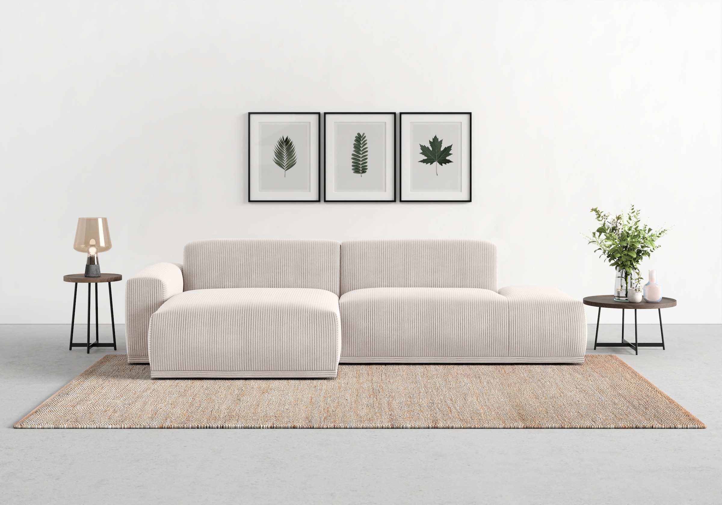 TRENDMANUFAKTUR Ecksofa "Braga, mit hochwertigem Kaltschaum, L-Form, Japandi-Design" modernes Sofa, Couch mit hohem Sitzkomfort, 275/72/160 cm (B/H/T)