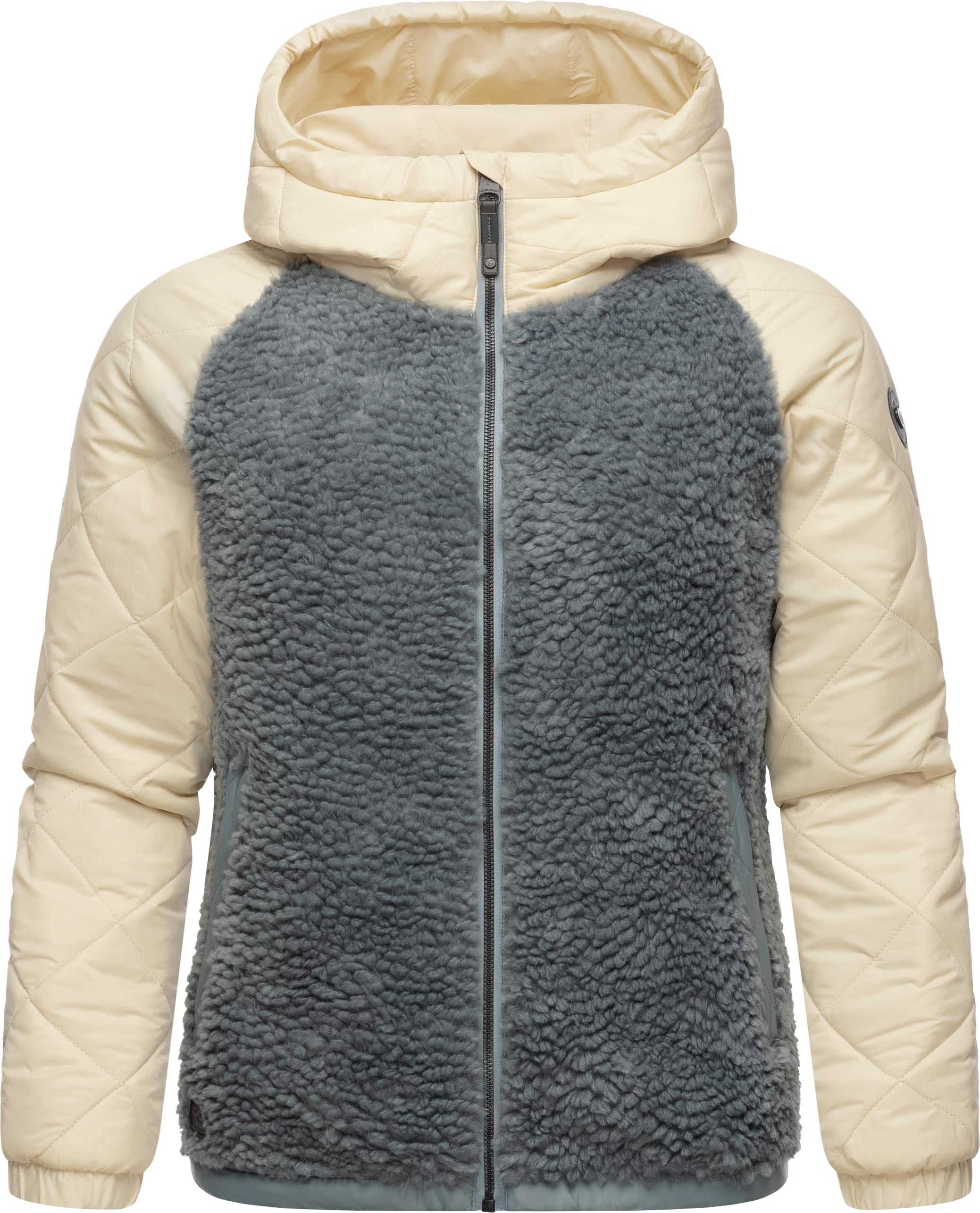 Ragwear Outdoorjacke »Leeloo«, mit Kapuze, Damen Übergangsjacke aus Teddyfleece mit gesteppten Ärmeln
