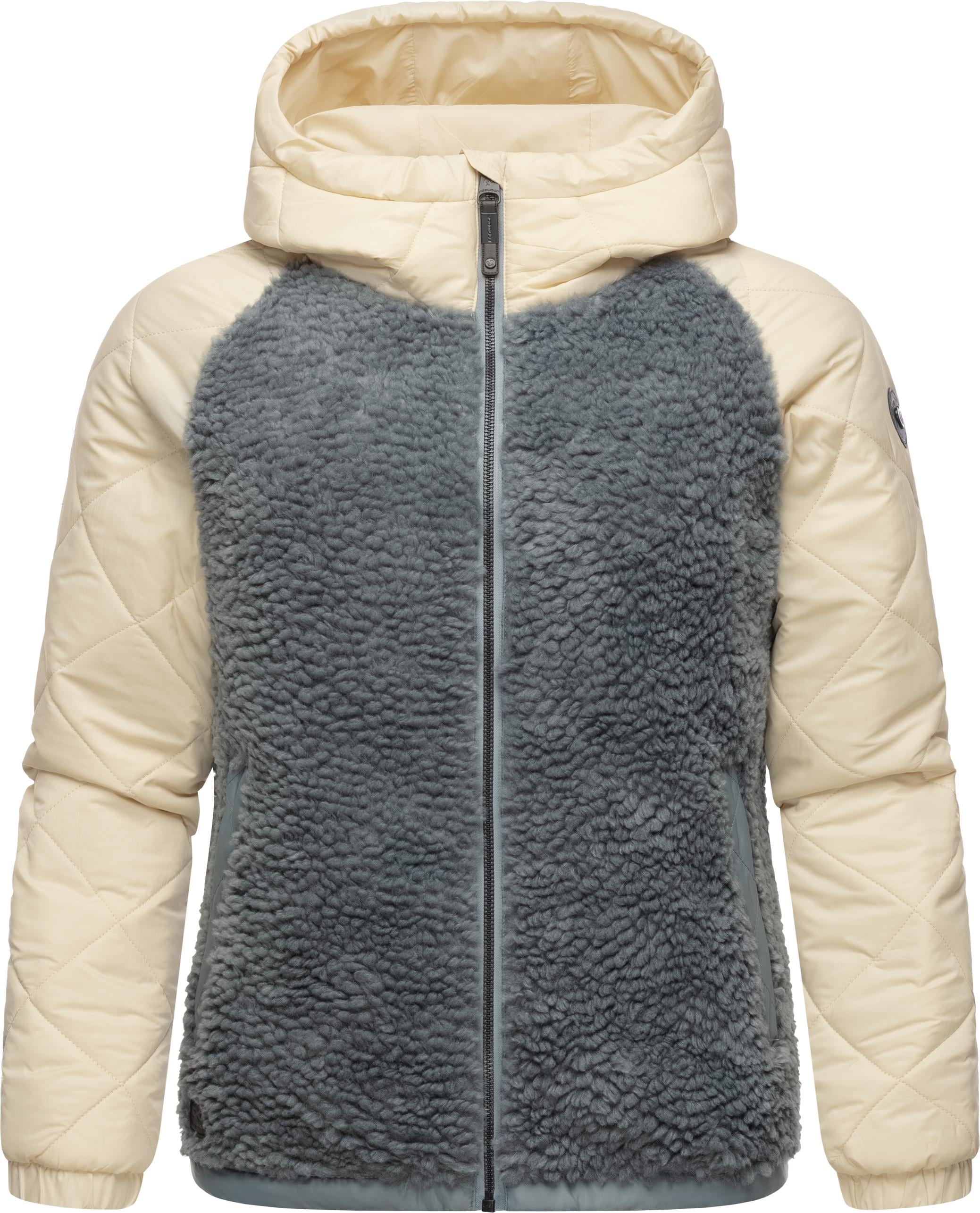 Ragwear Outdoorjacke »Leeloo«, mit Kapuze, Damen Übergangsjacke aus Teddy-Kunstfell mit gesteppten Ärmeln