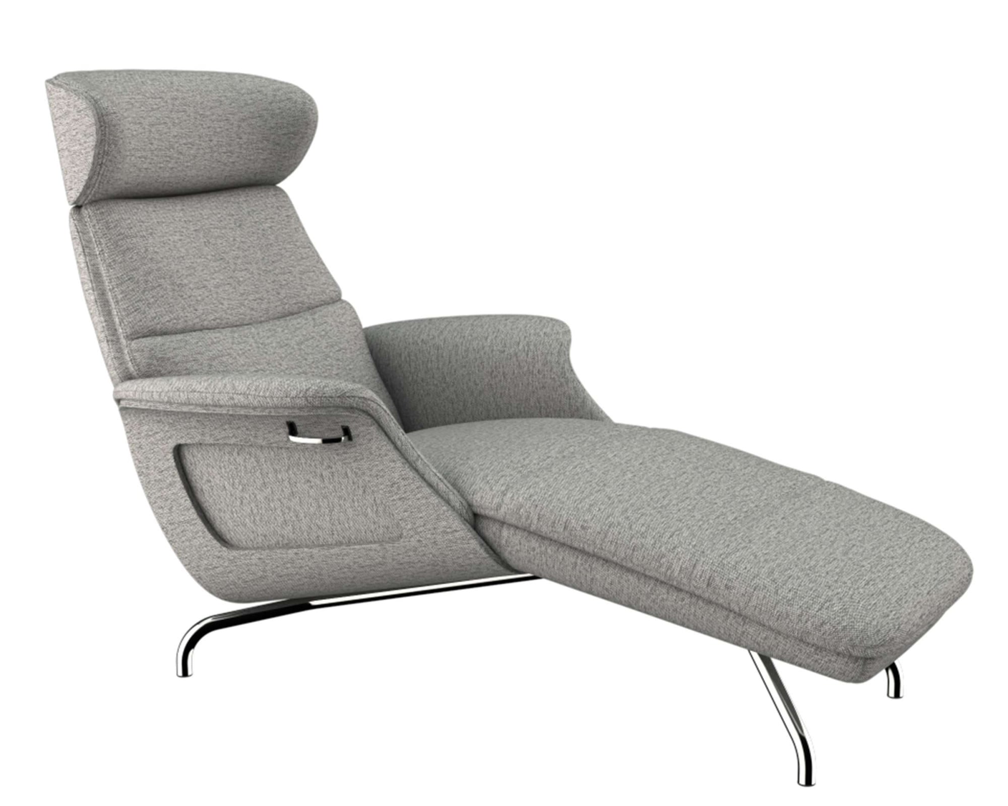 FLEXLUX Loungesessel »Clement Chaislongue, Relaxstuhl, Liegesessel,«, Rücken- & Kopfteilverstellung, Armlehne gepolstert geölt, Fuß Alu