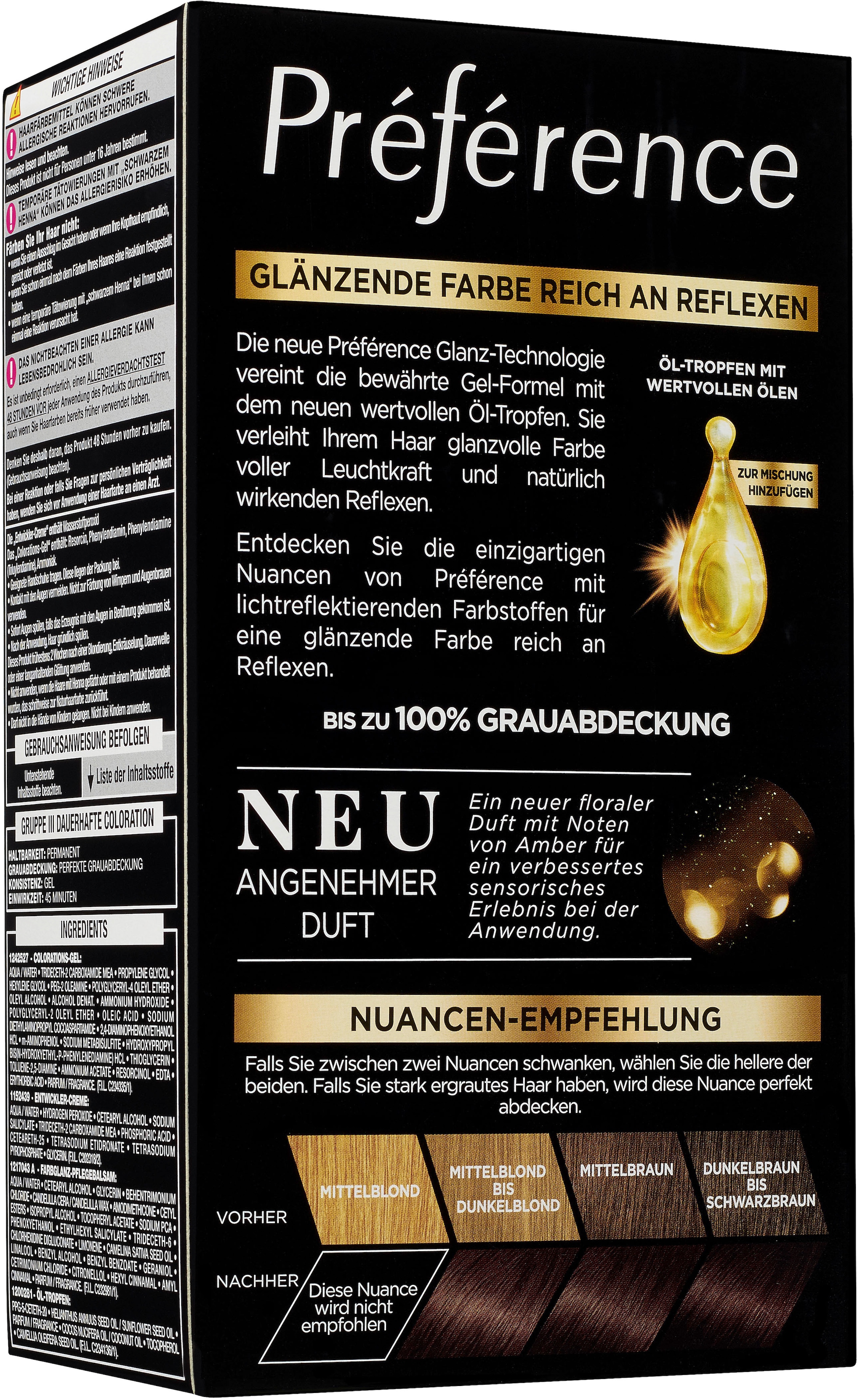 L'ORÉAL PARIS Coloration »Préférence«, (Packung, 3 tlg.), mit pflegender Formel
