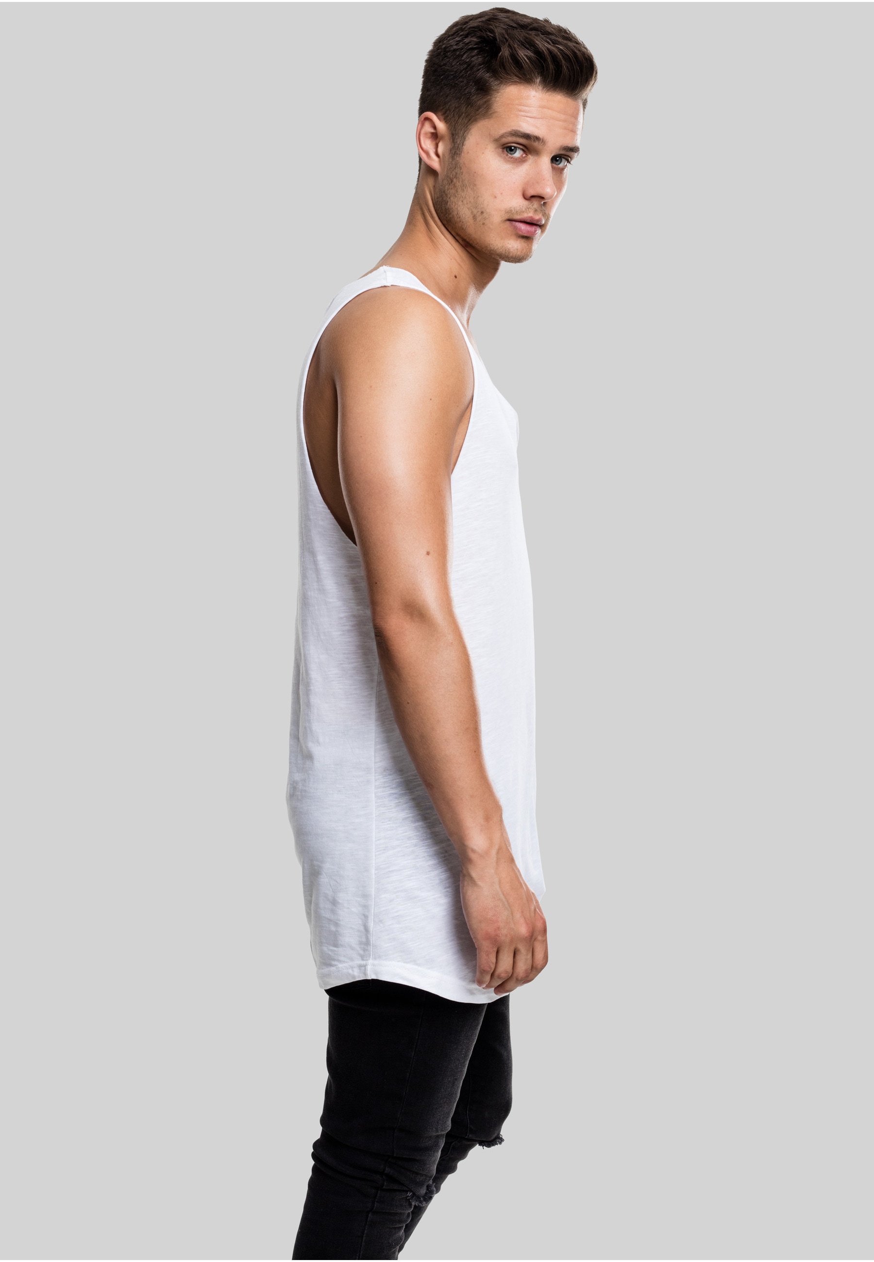 URBAN CLASSICS Tanktop »Urban Classics Herren Long Shaped Open Edge Loose Tank« 1