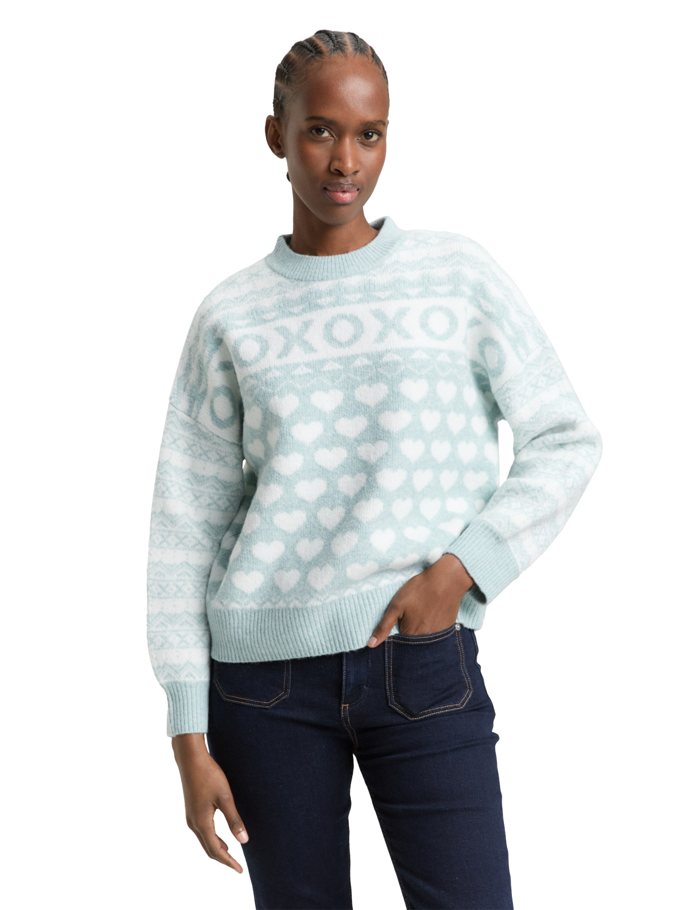 TOM TAILOR Denim Strickpullover mit Allover-Muster günstig online kaufen