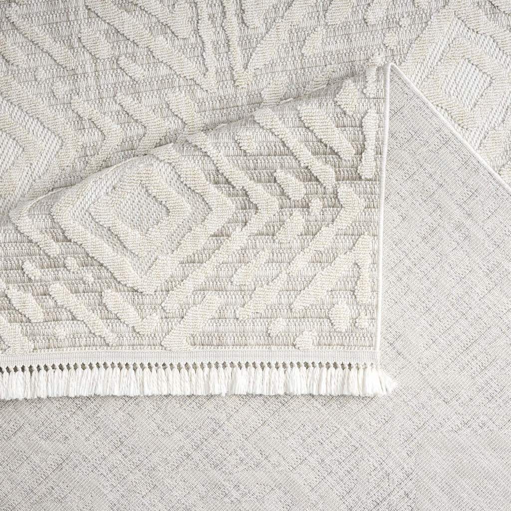 Carpet City Teppich »CLASICO 8926«, rechteckig, 11 mm Höhe, Läufer, Kurzflor, Hochtief-Muster, Boho, Fransen, Wohnzimmer