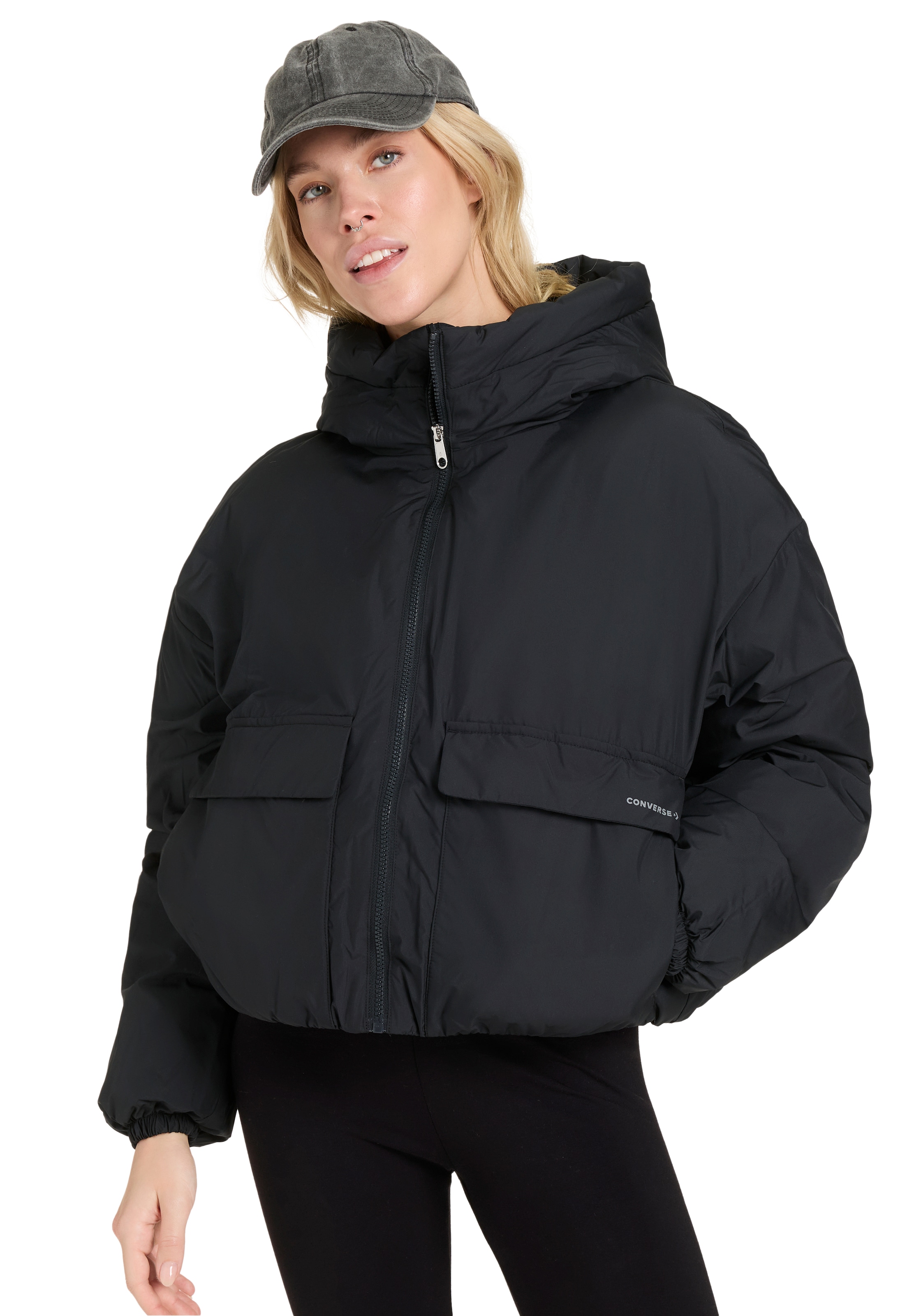 Steppjacke, mit Kapuze