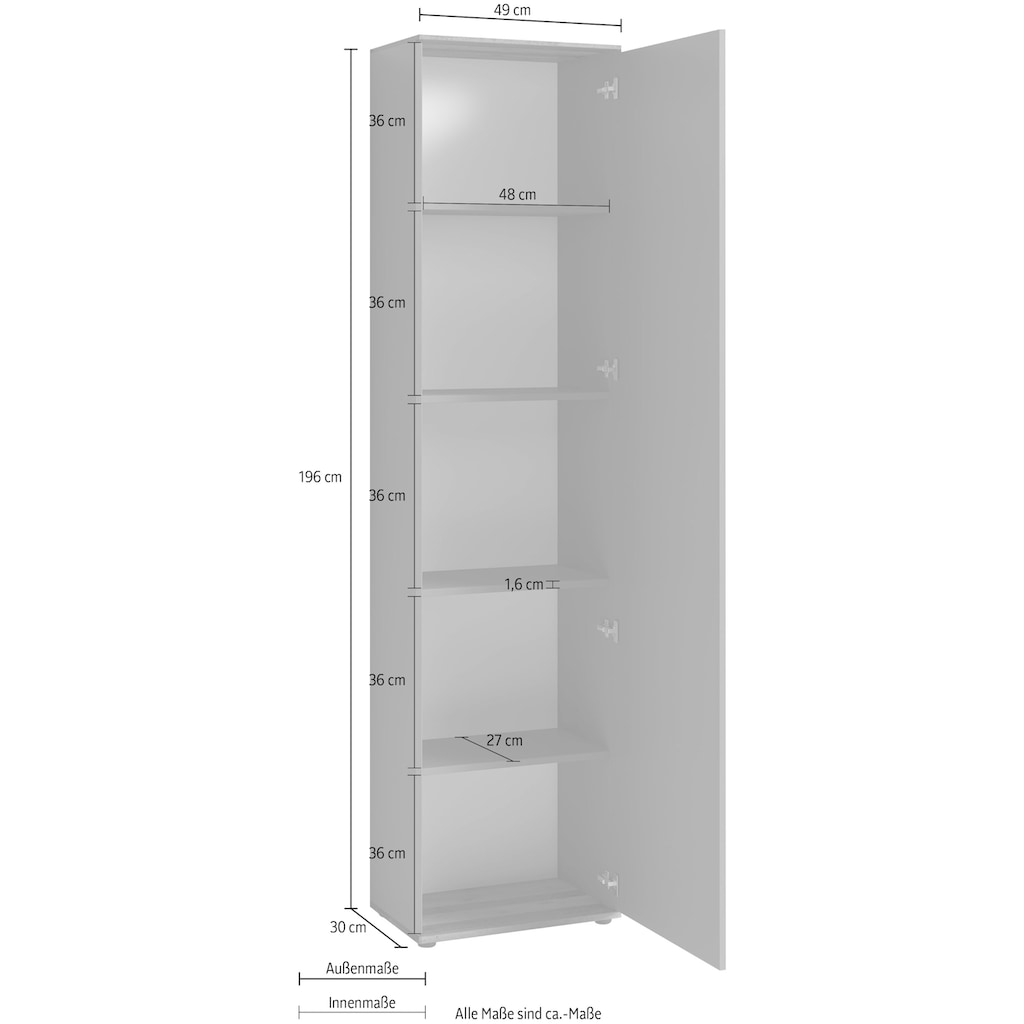 byLIVING Garderobenschrank »Jakob«, mit großem Spiegel, Breite 49 cm