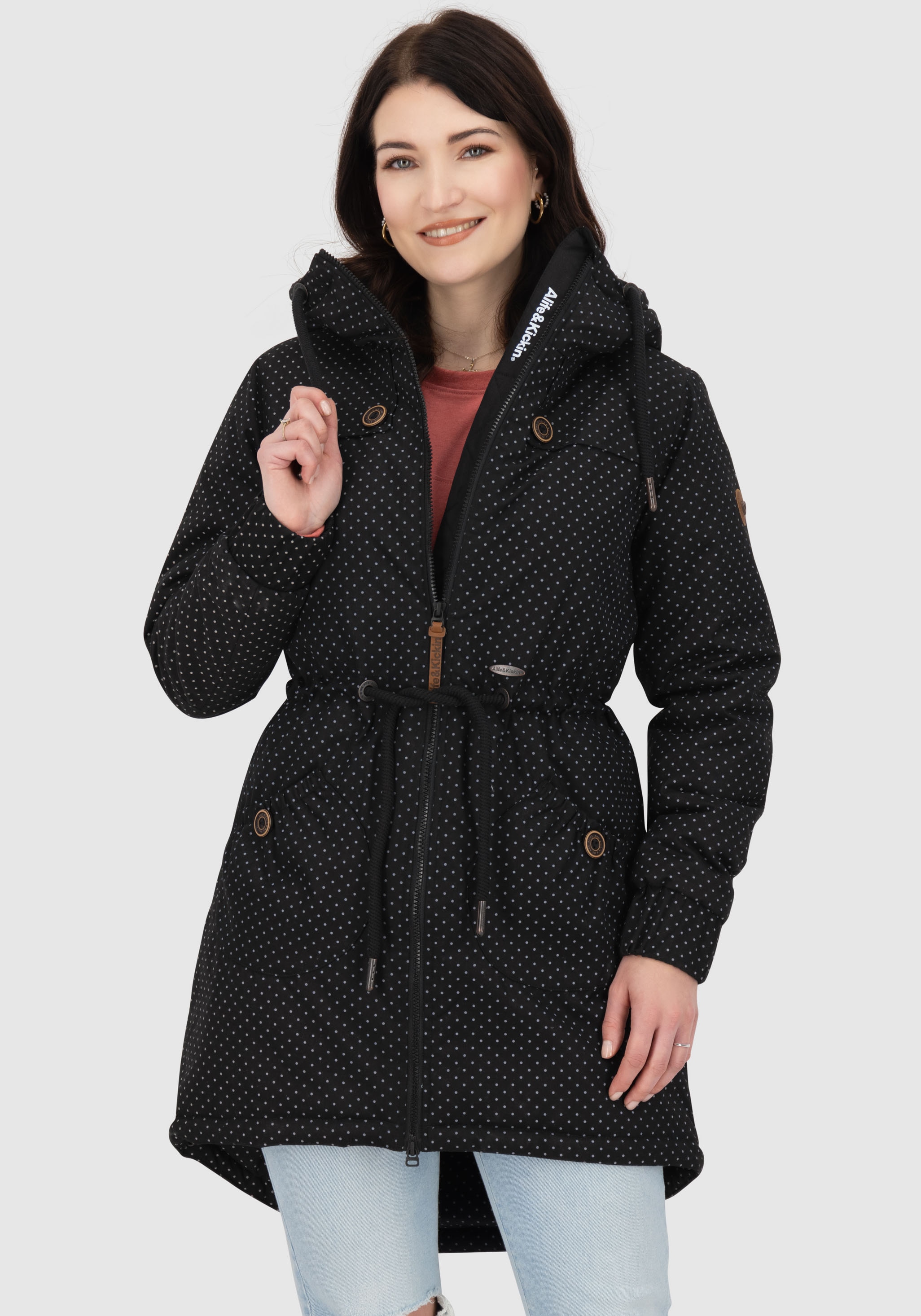 Alife & Kickin Outdoorjacke »CHARLOTTEAKB« mit Kapuze gefütterter Parka, Kapuzenjacke durch Bindeband tailliert