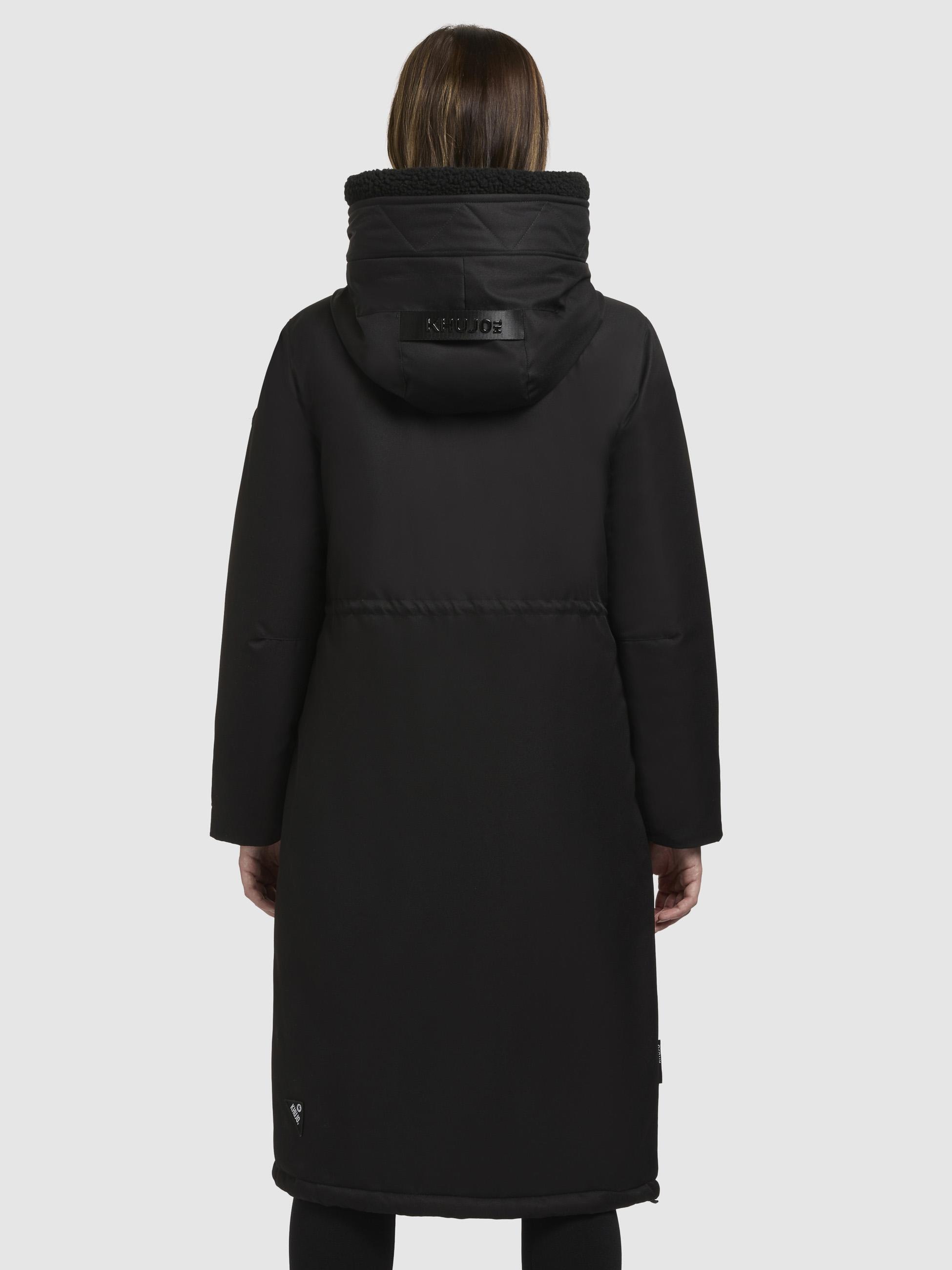 Wintermantel KHUJO "Agneta-YM", Damen, Gr. XS (34), schwarz, Obermaterial: 100% Polyester; Futter: 100% Nylon; Wattierung: 100% Polyester, Basic, gerade ca. Mitte Wade, hoch geschlossener Ausschnitt, verstellbar Rippstrickbündchen mit Druckknöpfen,verstel 2