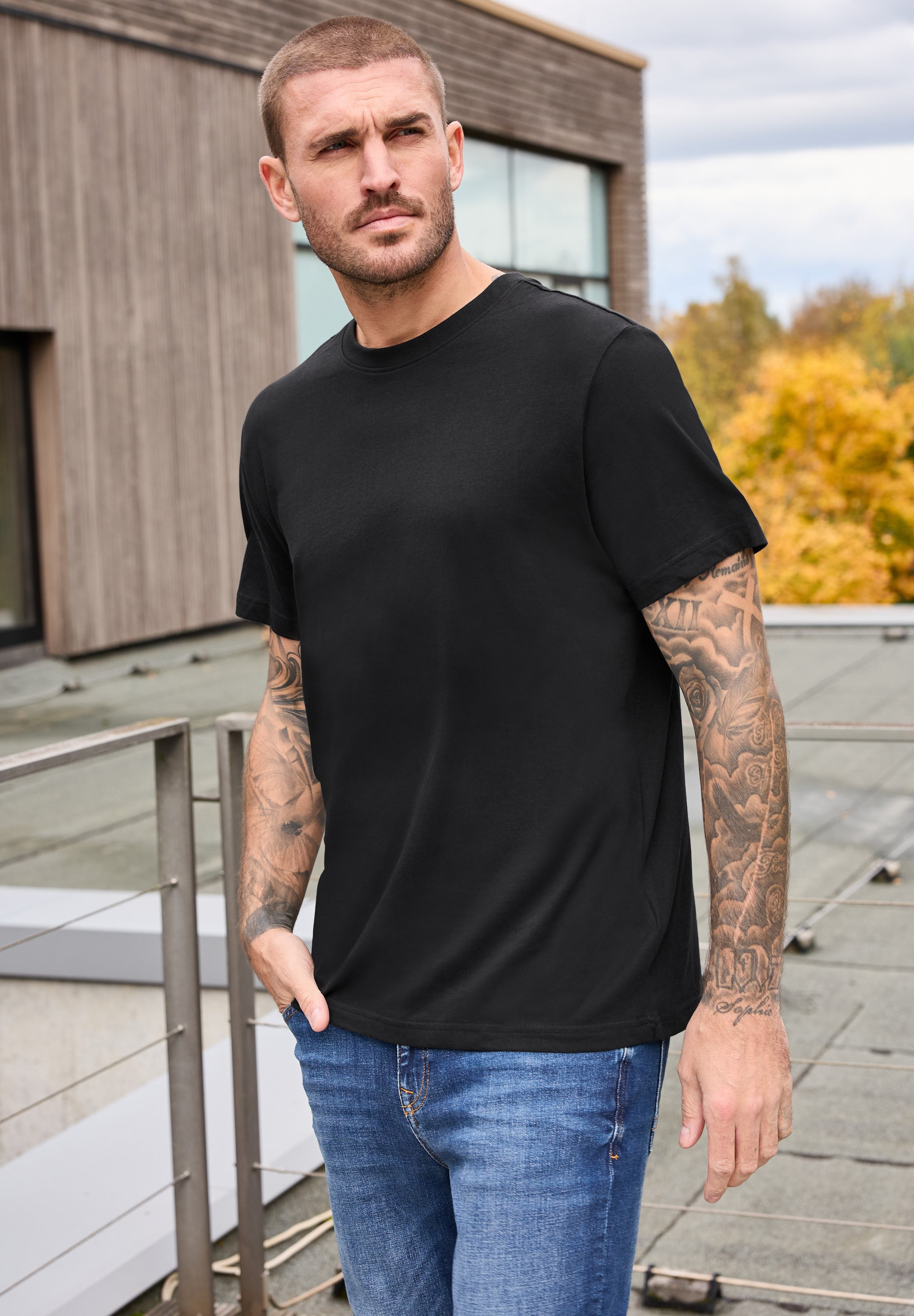 STREET ONE MEN T-Shirt mit Rundhalsausschnitt