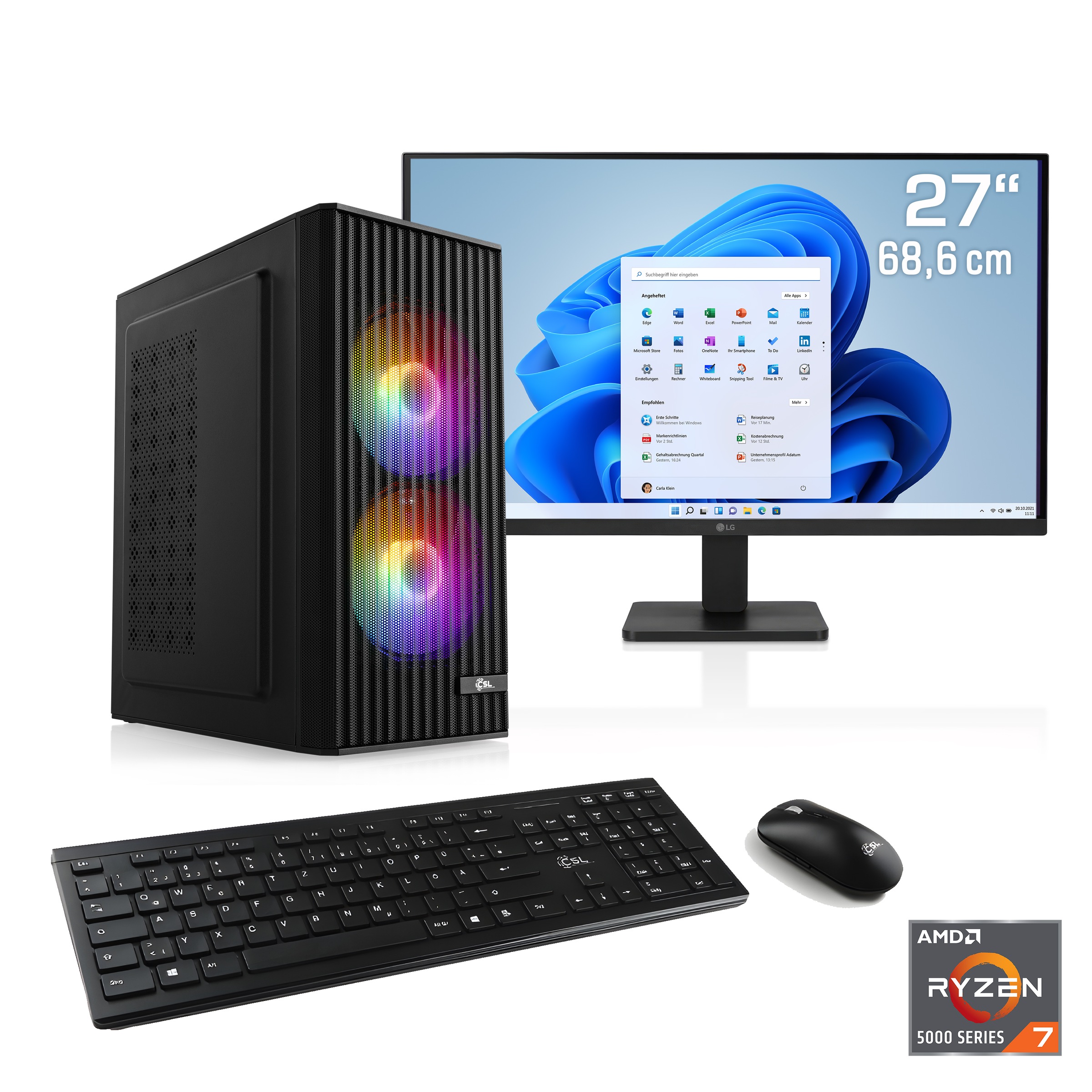 CSL PC-Komplettsystem "Spectrum V25221", Microsoft Windows 11 Home (64 Bit), 16 GB RAM 1.000 GB SSD, schwarz, Computer_Komplettsysteme