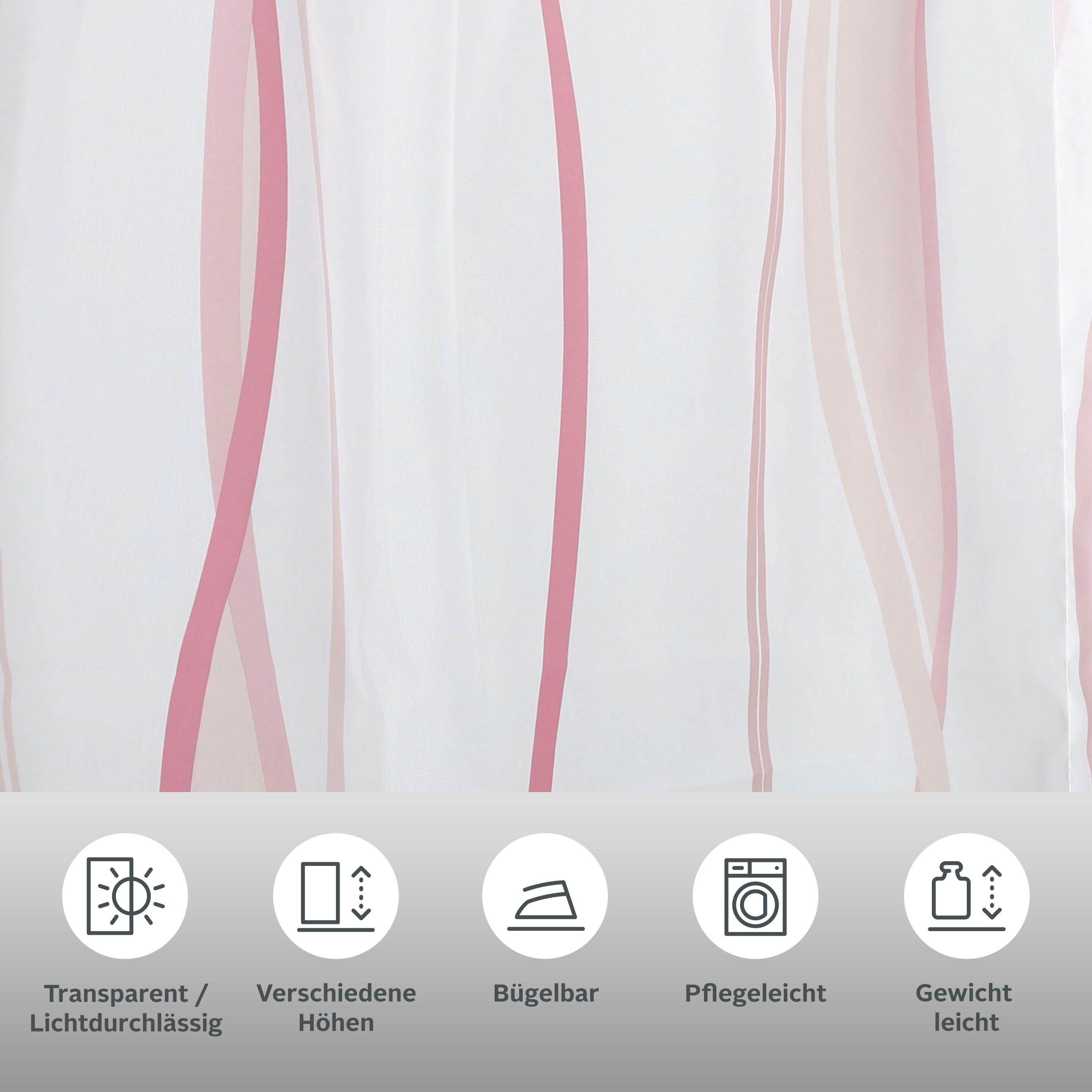 Thumbnail - my home Gardine "Dimona", (2 St.), 2-er Set, transparent, Voile, Polyester, Wellen