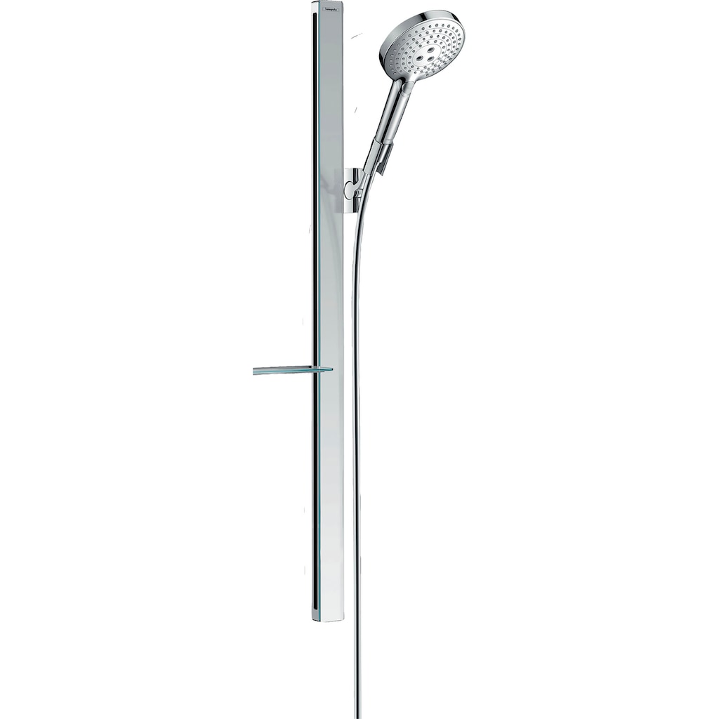 hansgrohe Brausegarnitur »Raindance Select S«, (Komplett-Set), 12cm, mit Duschstange 90cm und Ablage, chrom