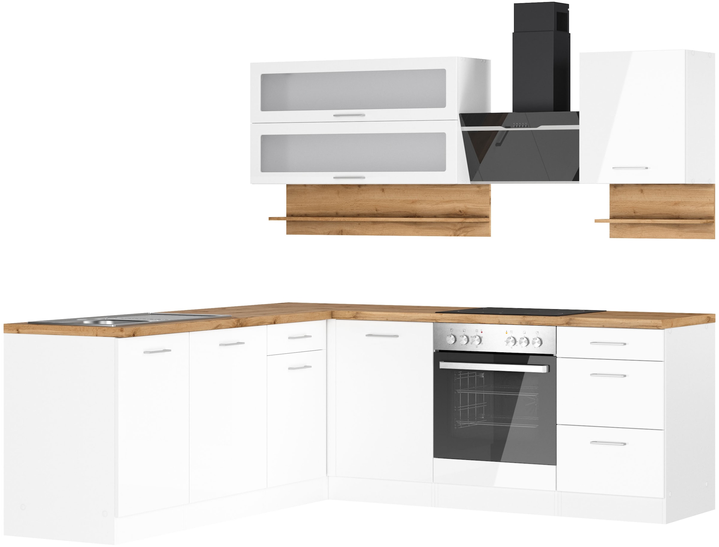 KOCHSTATION Winkelküche "KS-Milan", Stellbreite 220/220 cm, viel Stauraum, günstig online kaufen