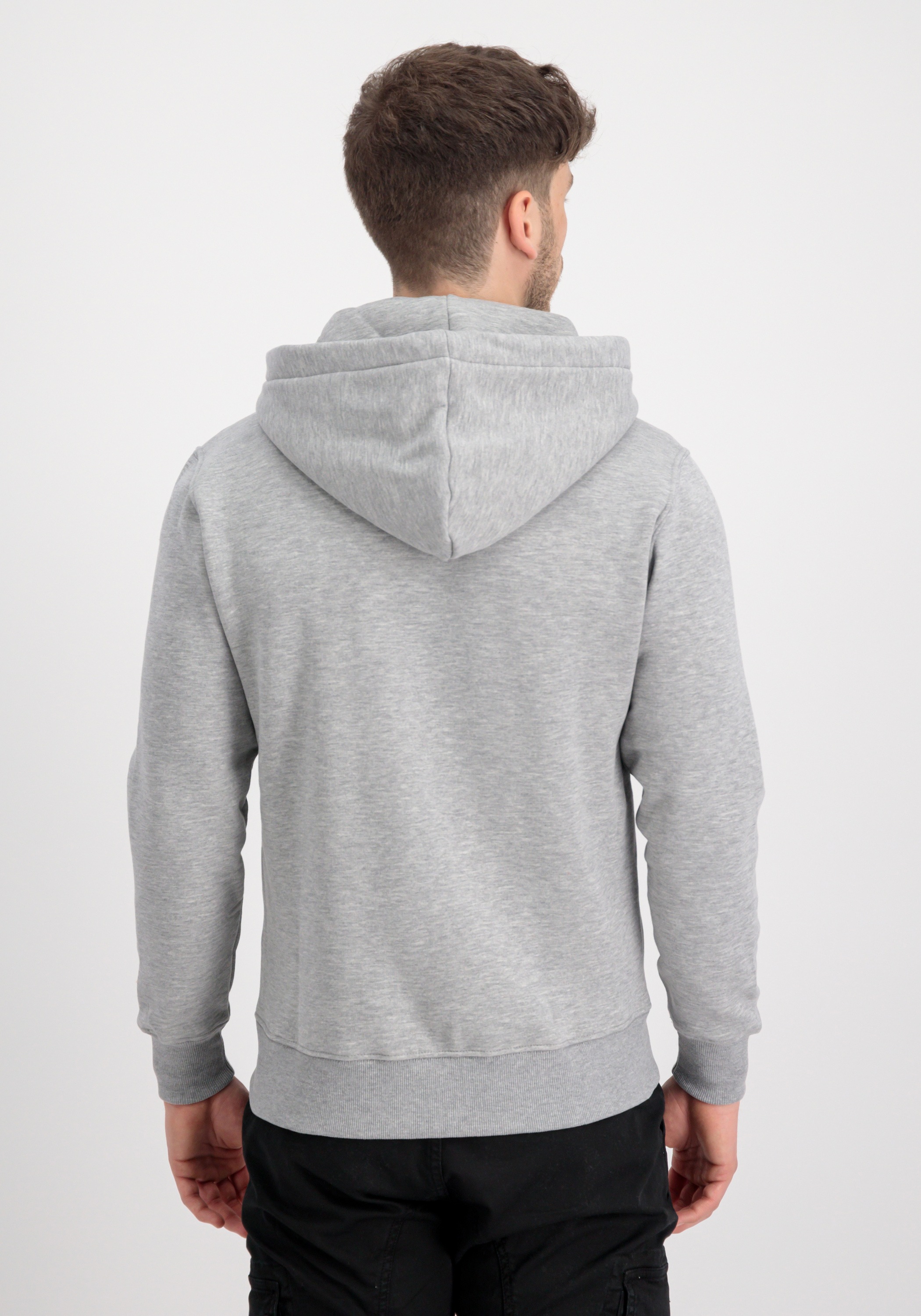 Alpha Industries Basic Zip Hood BL Sweatshirt Grey Heather Size S 2
