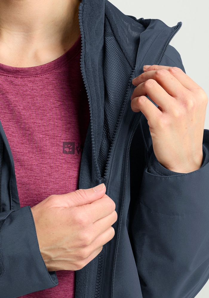 Jack Wolfskin 3-in-1-Funktionsjacke »MOONRISE 3IN1 JKT W«, mit Kapuze, 3in1, atmungsaktiv, Übergangsjacke
