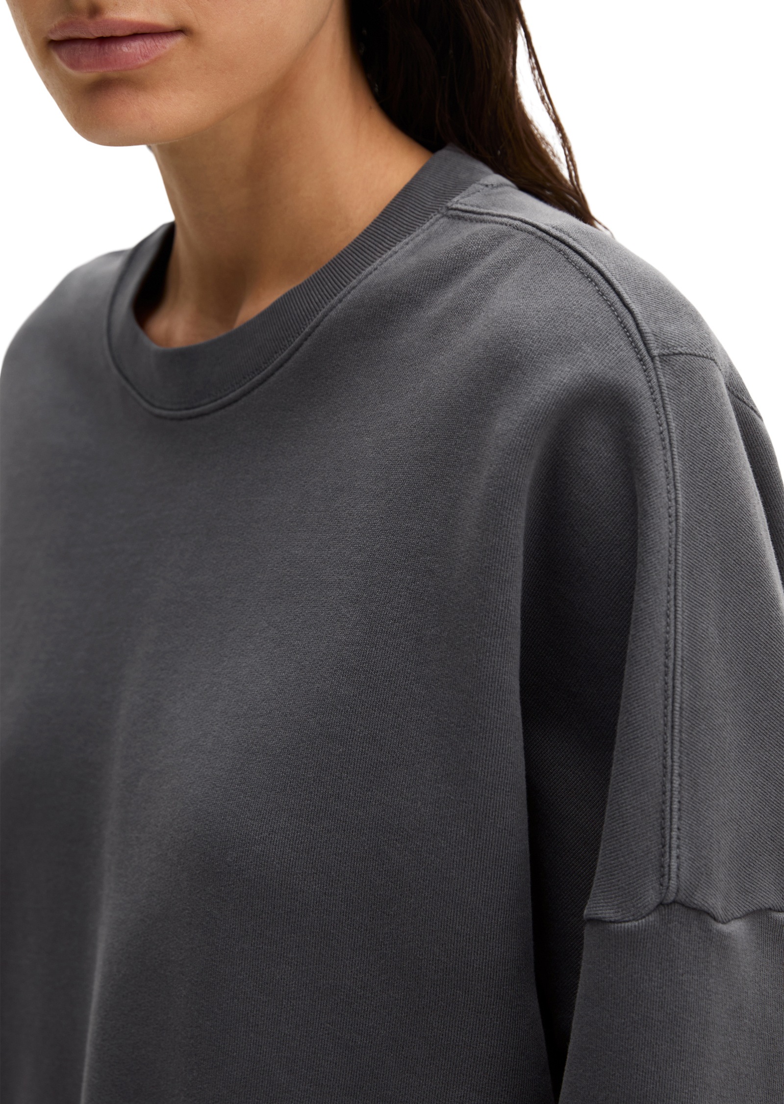 Sweatshirt MARC O'POLO "mit recycelter Baumwolle", Damen, Gr. XL, stormy sky, Obermaterial: 100% Baumwolle, unifarben, loose fit, Rundhals, doppelte Bündchen, Sweatshirts Sweatshirt 6