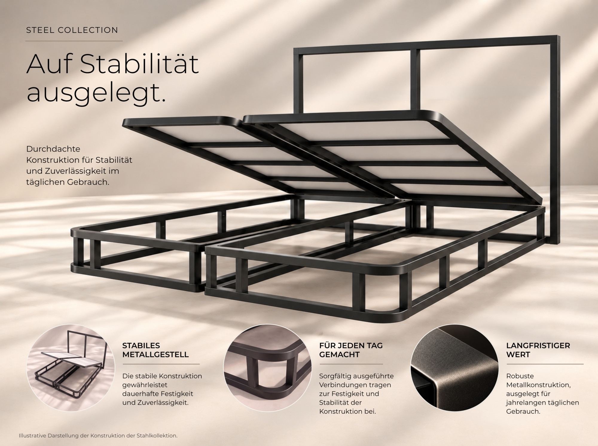 Home affaire Boxbett »ELI, Doppelbett inkl. Bettkasten, Federkernbett, Metalkonstruktion« Matratze: 3-Z-Taschenfederkern, Härtegrad 3, inkl. Topper