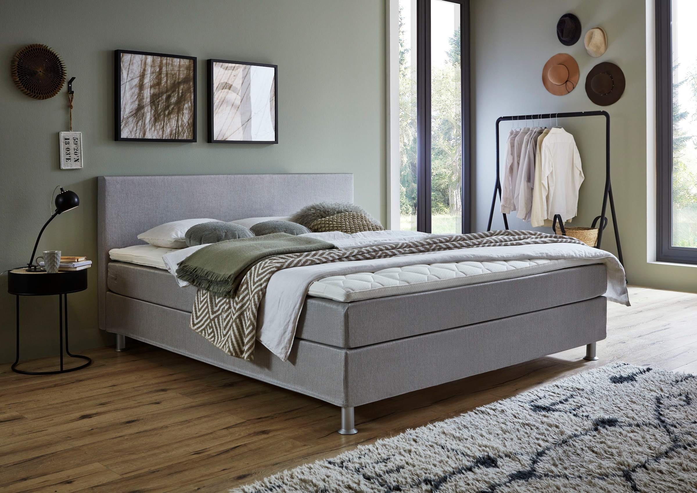 ATLANTIC home collection Boxbett "Edison", inkl. Bonnellfederkern-Matratze und Topper