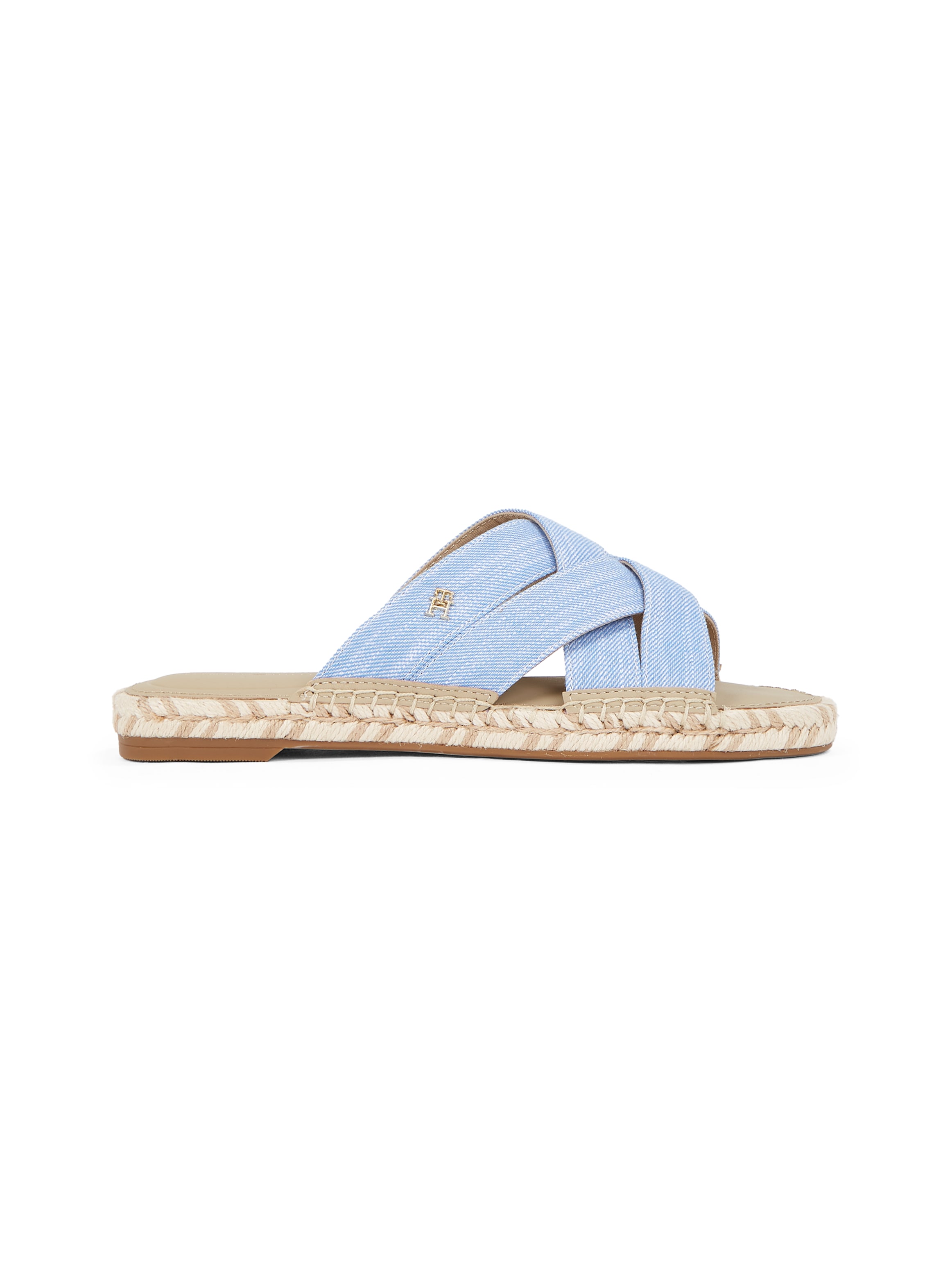 Tommy Hilfiger Pantolette »CHAMBRAY ESPADRILLE MULE«, Plateau, Sommermode, Flats, Schlüpfschuh mit Bandagen in Flechtoptik