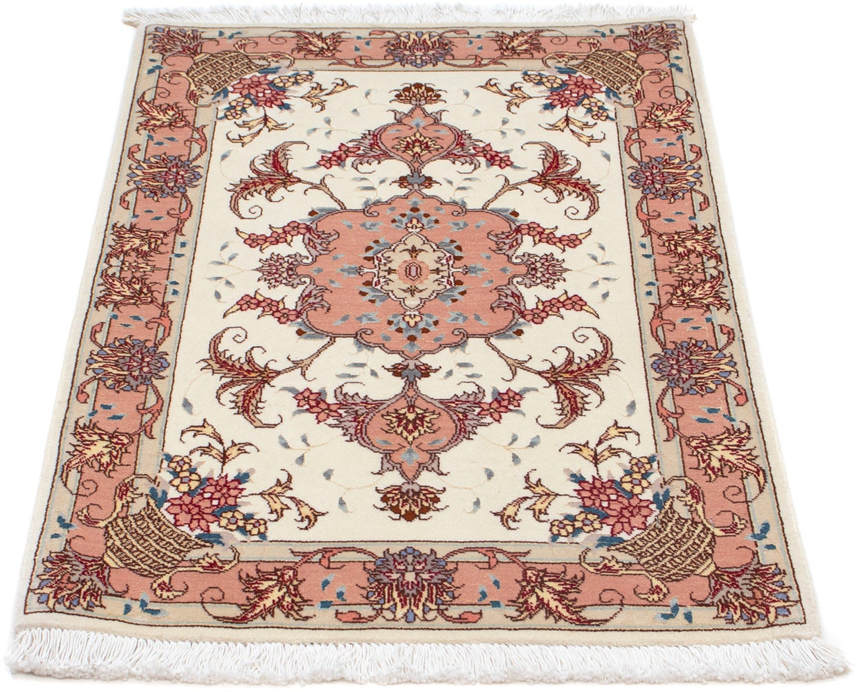 Wollteppich »Täbriz - 50 Raj Blumenmuster Beige 94 x 61 cm«, rechteckig, 8 mm Höhe,...