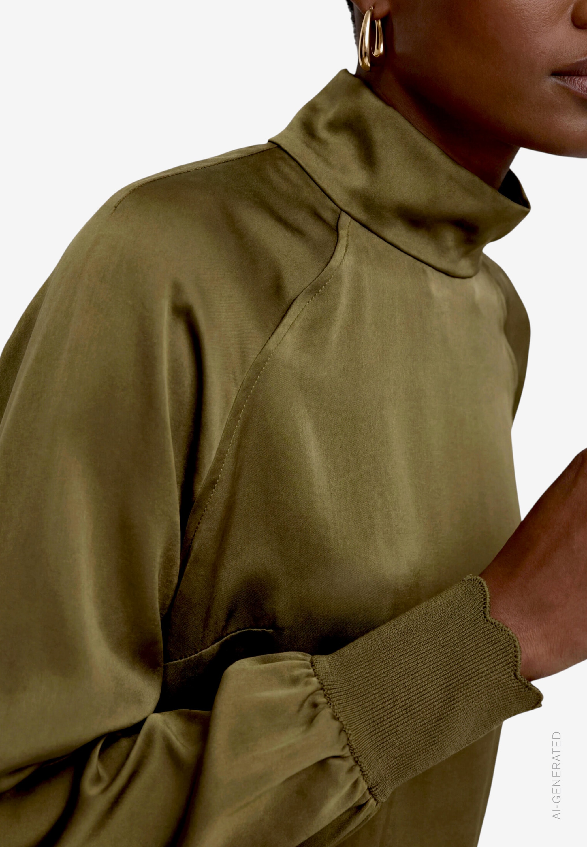 Zero Satinbluse mit Stehkragen und Cut-Out im Nacken