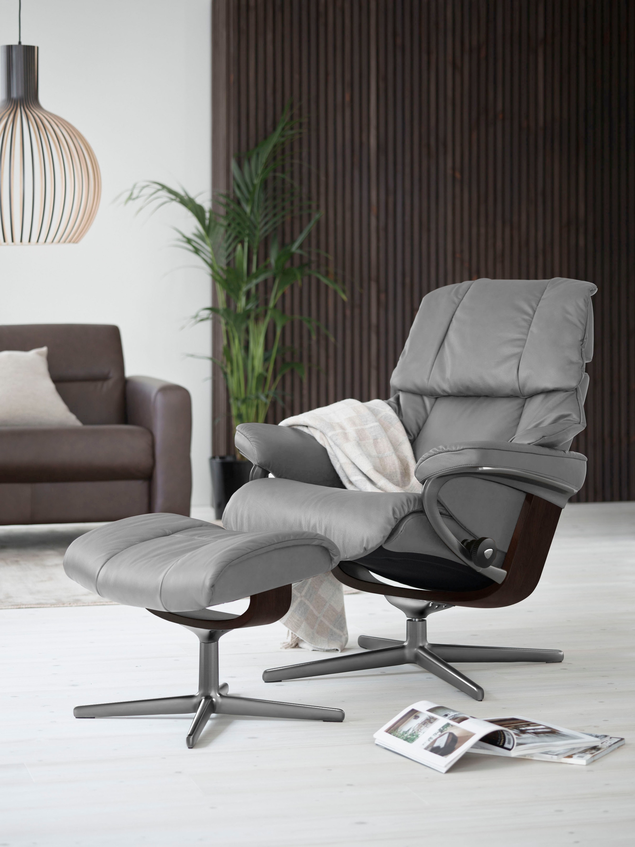 Stressless Fußhocker "Reno", mit Cross Base, Größe S, M & L, Holzakzent Braun